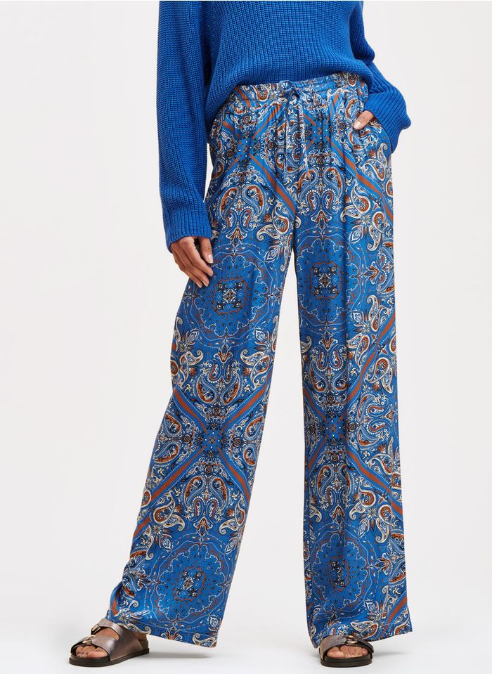 LA FEE MARABOUTEE Pantalon large imprimé | Bleu