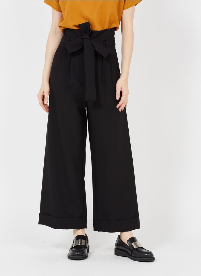 LA FEE MARABOUTEE Pantalon large taille haute ceinturé | Noir