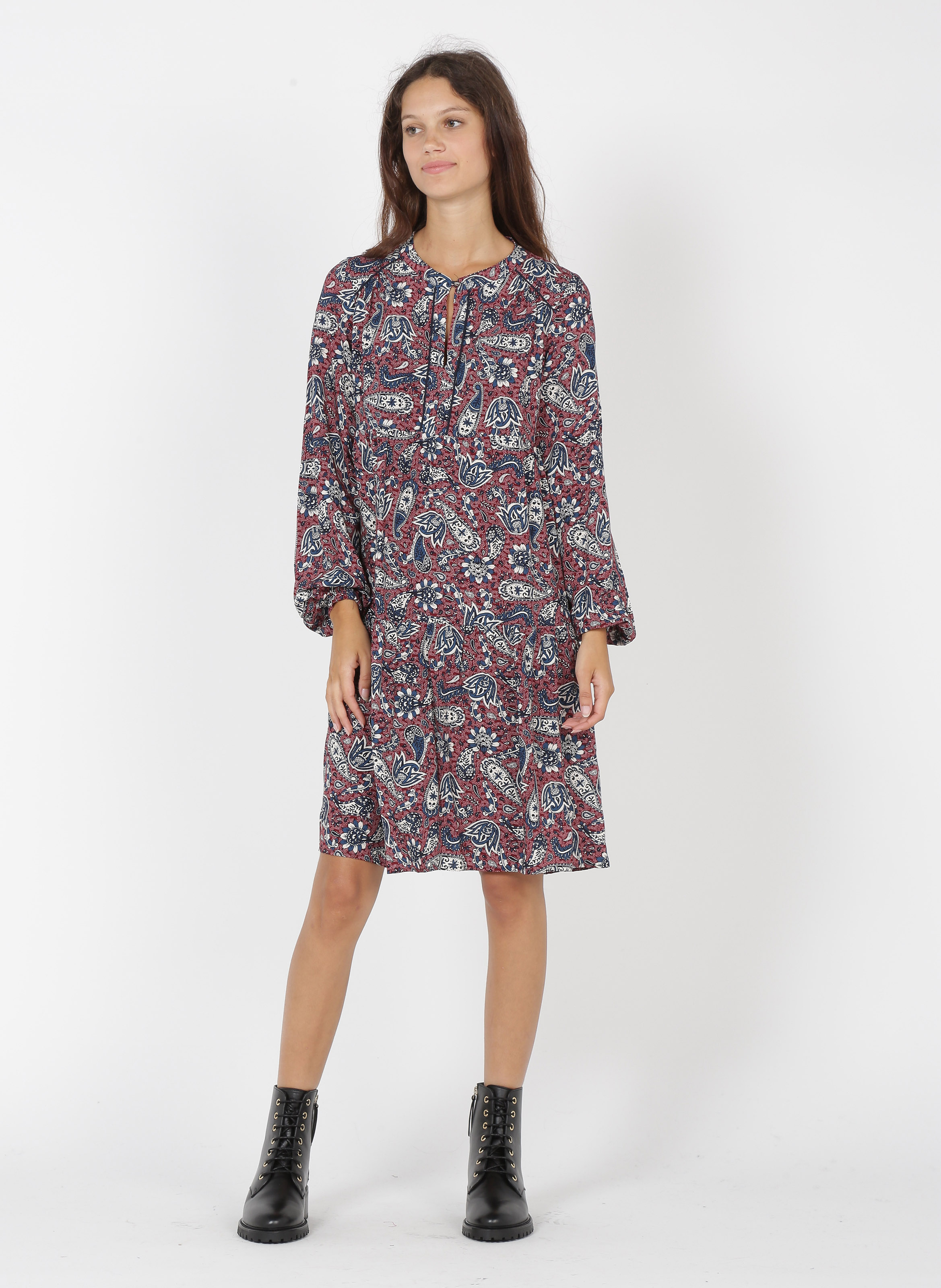 Robe Courte Col Tunisien Imprim?�e Ebene La Fee Maraboutee - Femme | Place des Tendances