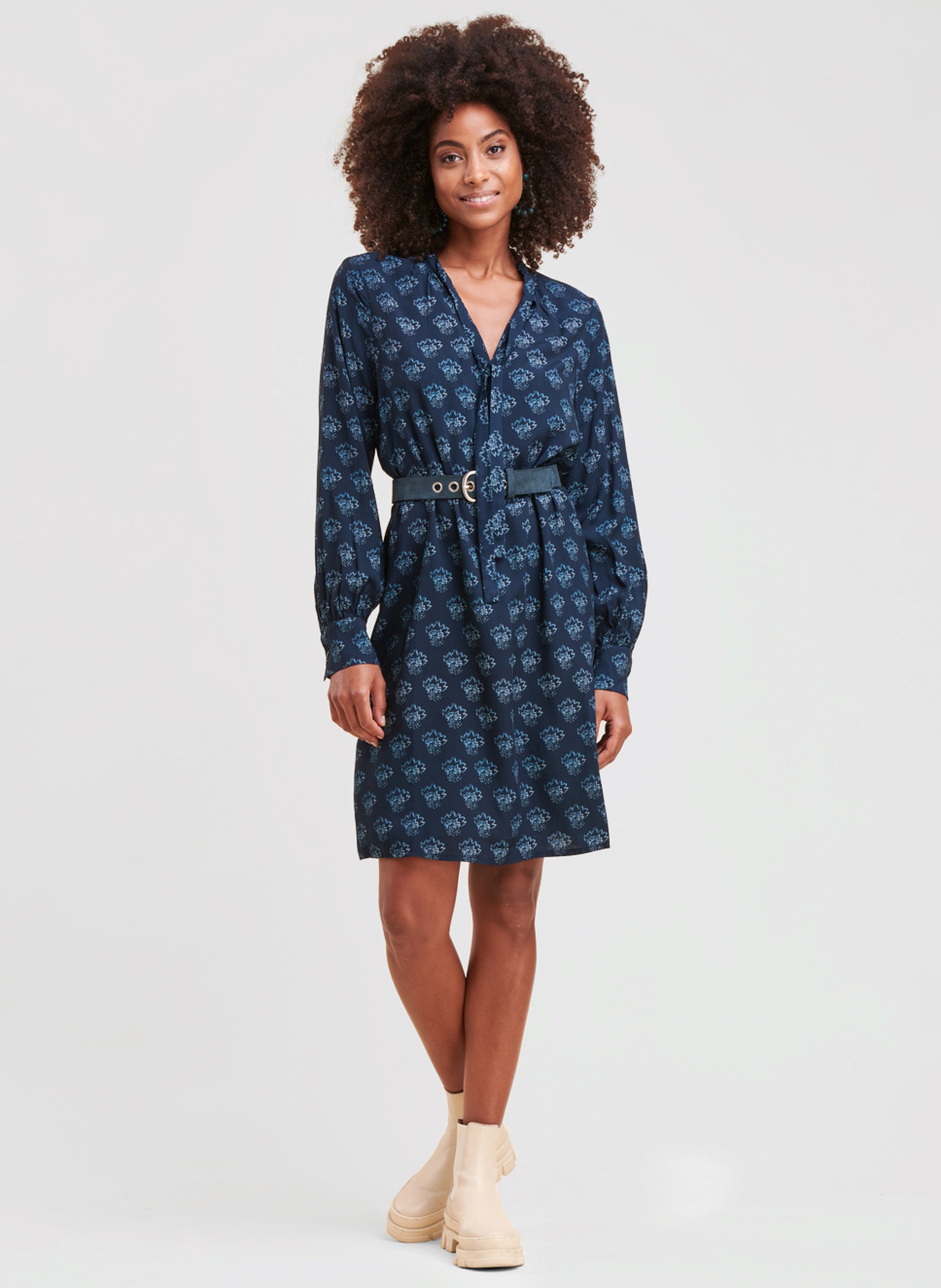 Robe Courte Imprimée Bleu Encre La Fee Maraboutee Femme Place des
