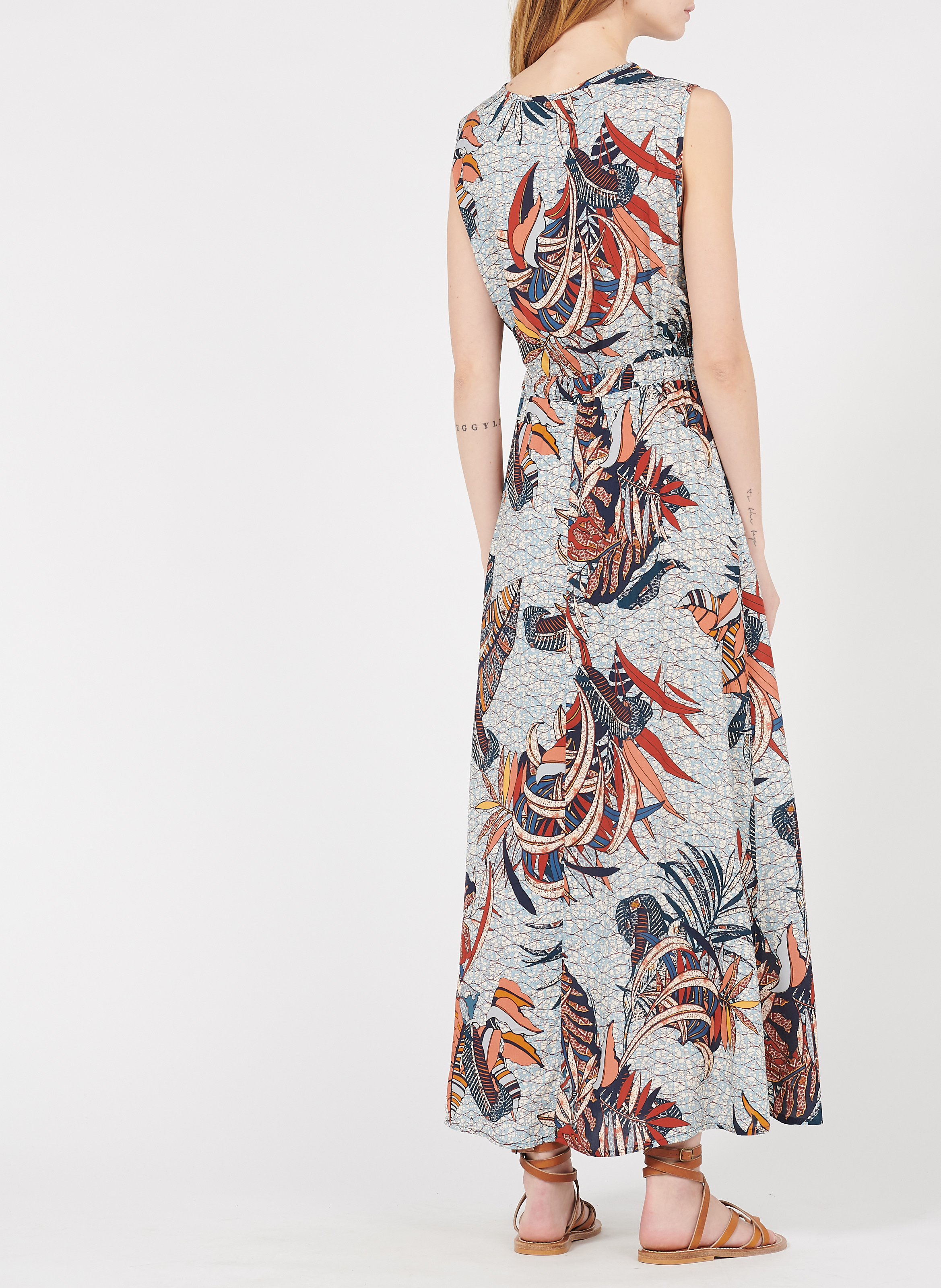 Robe Longue Col V Imprimée Ciel La Fee Maraboutee Femme Place des