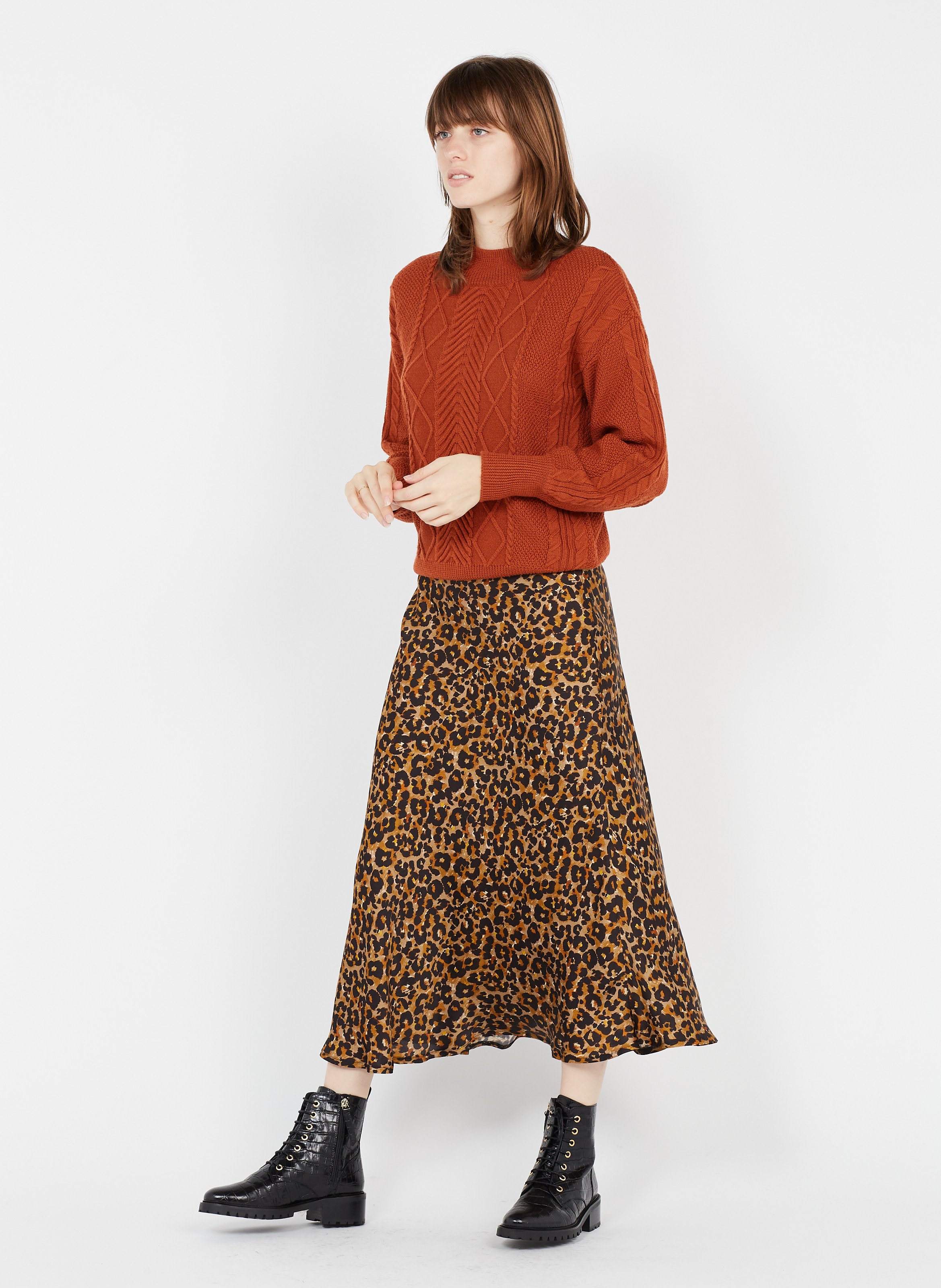 jupe rouge leopard