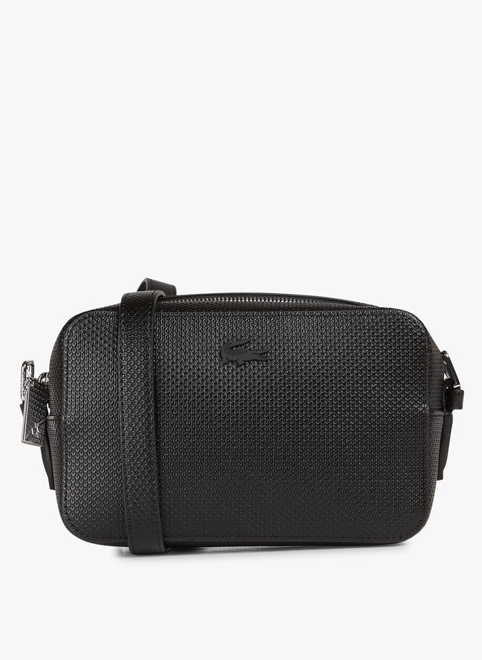 Sac Bandouli re En Cuir Piqu Noir Lacoste Femme Place des