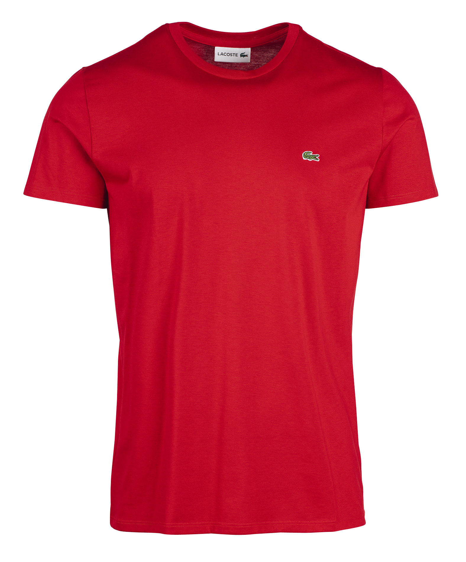 Teeshirt Col Rond Slimfit En Coton Pima Rouge Lacoste Homme Place