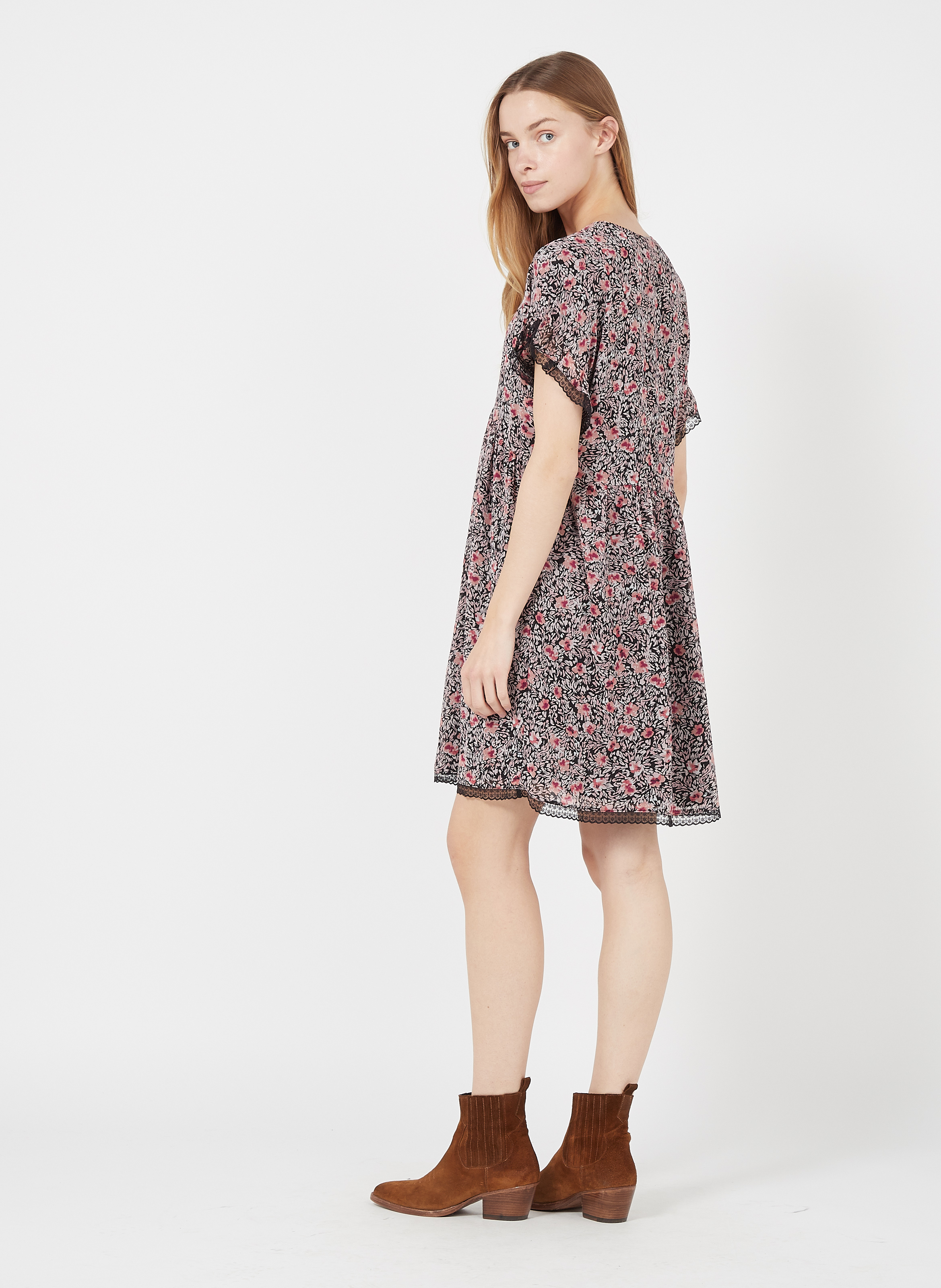 Robe Courte Col V Imprimée Plum Le Temps Des Cerises Femme Place des Tendances