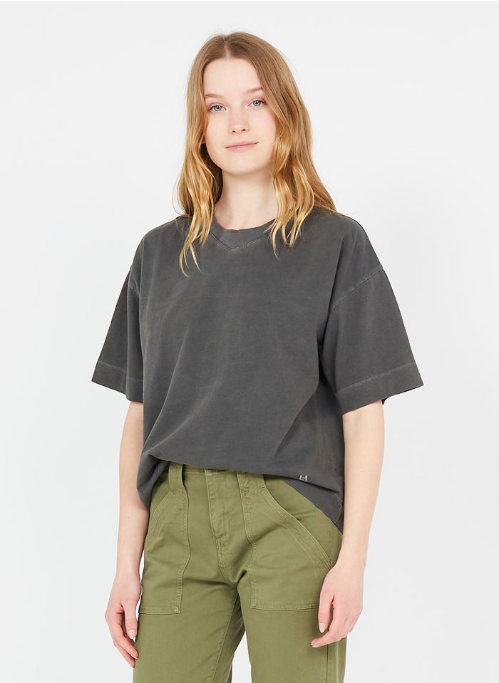 LEON & HARPER Tee-shirt ample col rond en coton bio | Noir