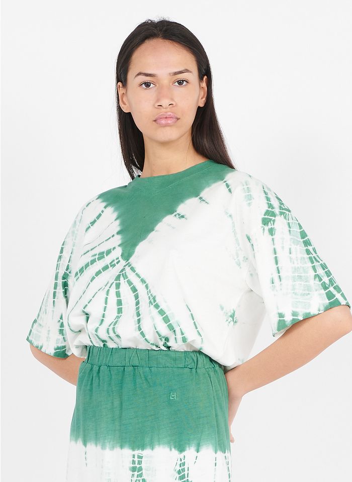 LEON & HARPER Tee-shirt col rond imprimé tie and dye en coton bio  | Vert