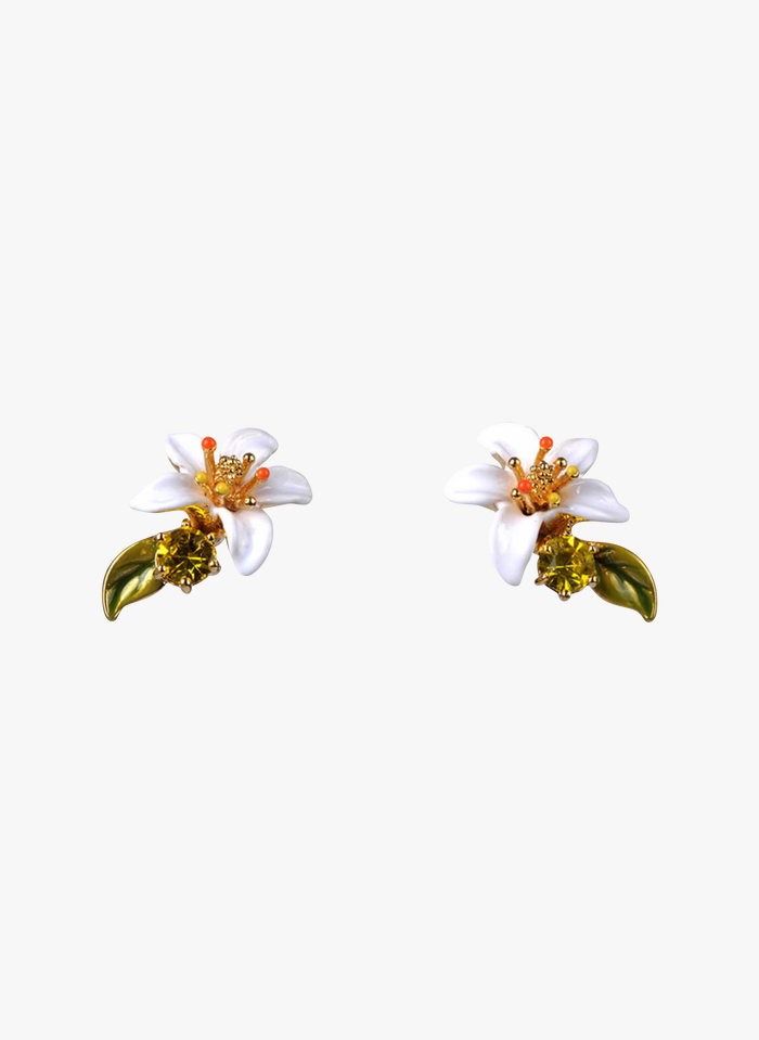 LES NEREIDES Boucles d'oreilles tiges fleur d'oranger | Jaune