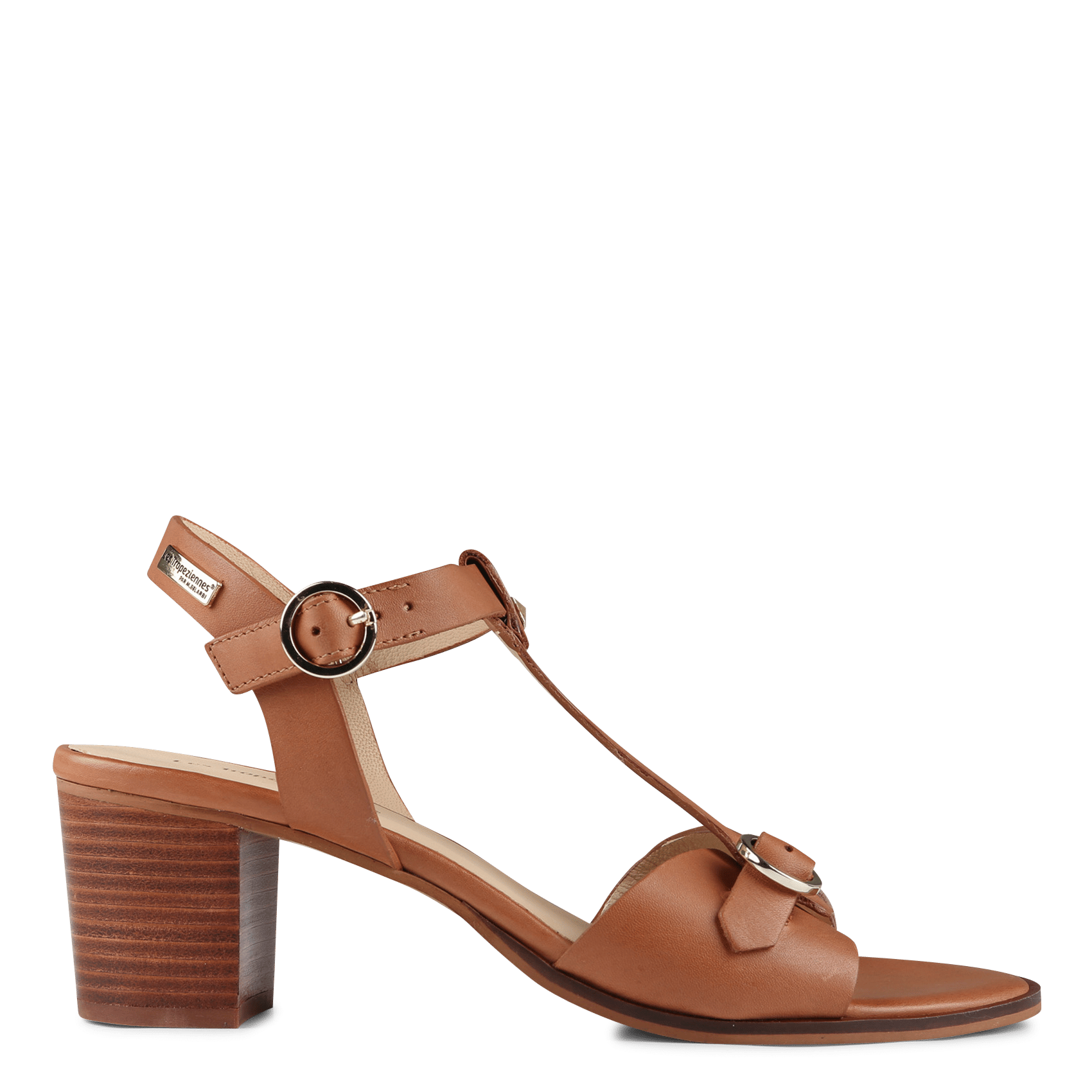 sandale talon marron cuir