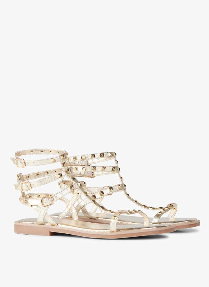 Sandales Plates Clous En Cuir Coralie Or Les Tropeziennes Par M