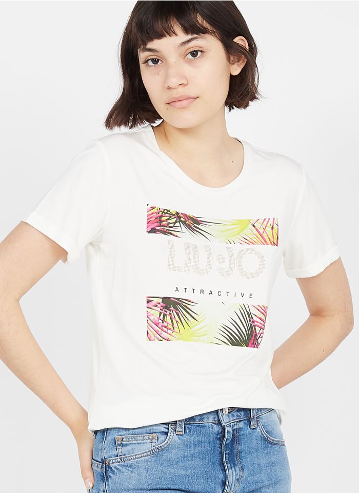 LIU JO T-shirt avec imprimé et clous  | Blanc