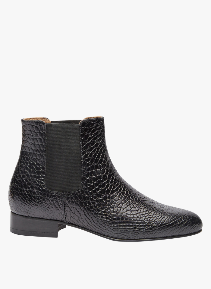 M. MOUSTACHE Boots en cuir aspect croco  Noir