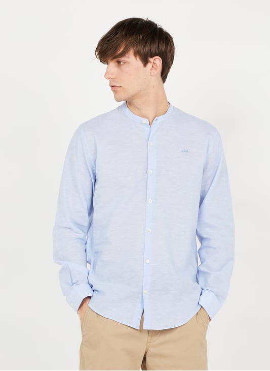 Chemise Col Mao En Lin Melange Brodee Artiste Sky Blue Maison Labiche Homme Place Des Tendances Chemise Col Mao En Lin Melange Brodee Artiste Sky Blue Maison Labiche Homme Place Des Tendances