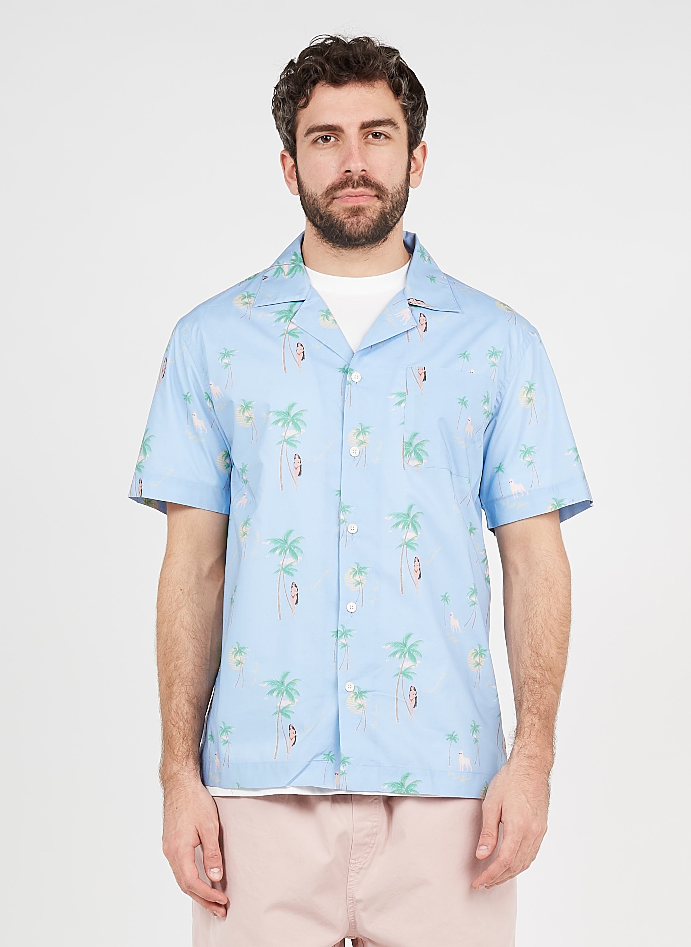 Chemise Col Tailleur Regular Fit Imprimee En Coton Blue Print Maison Labiche Homme Place Des Tendances