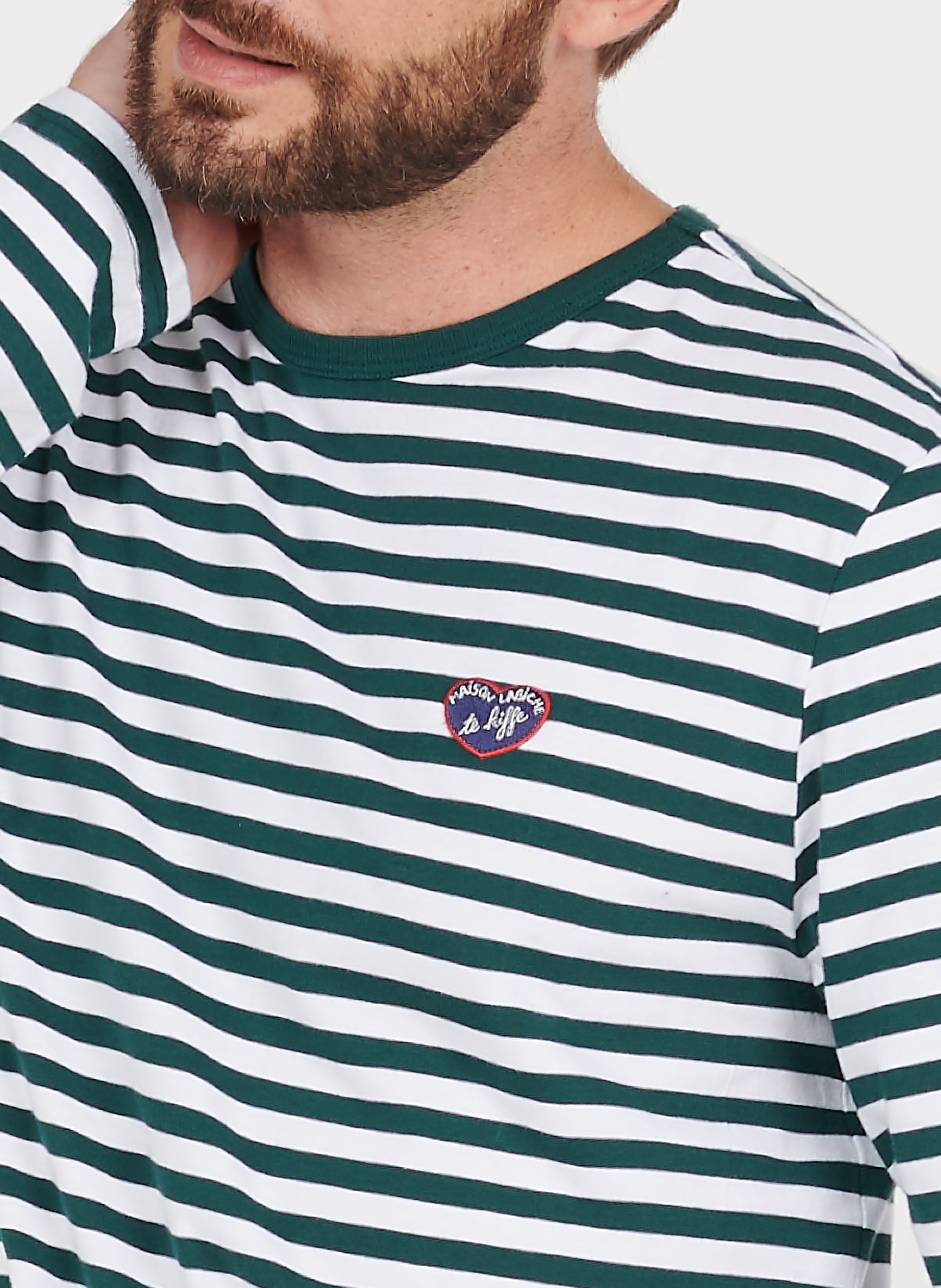 Tee Shirt Mariniere Col Rond Brode Maison Labiche Te Kiffe En Coton White Ponderosa Pine Maison Labiche Homme Place Des Tendances