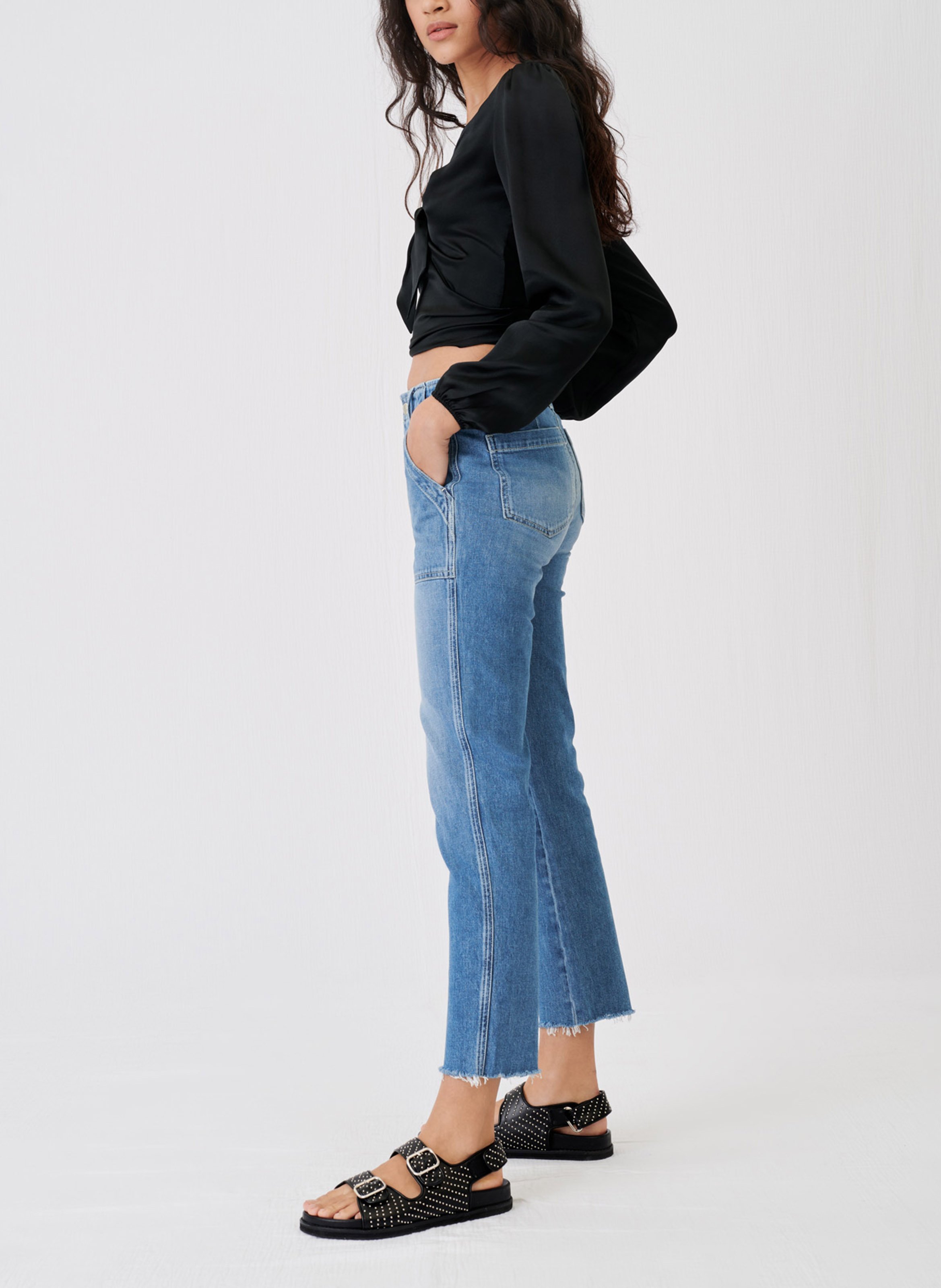 jean cropped taille haute