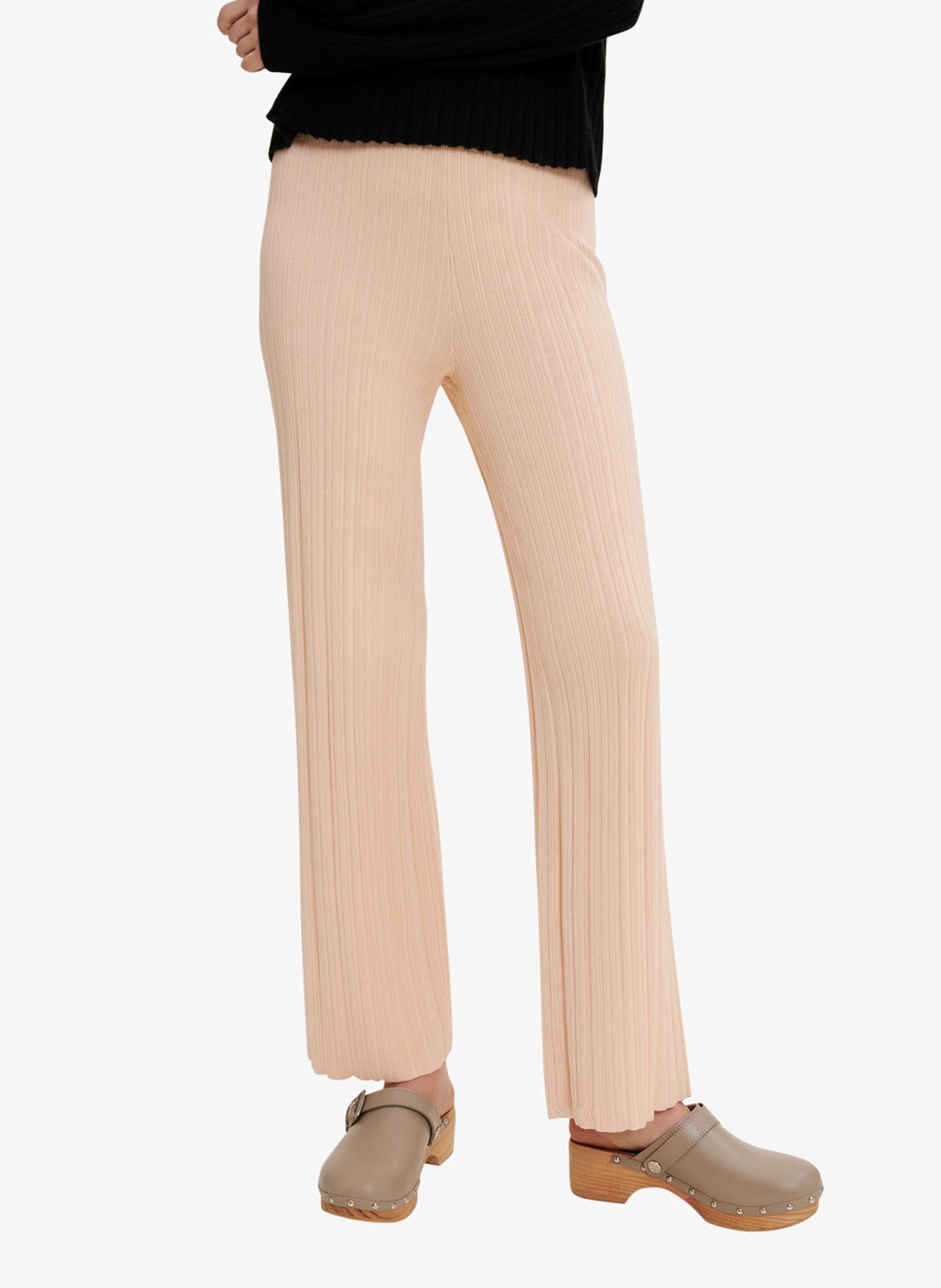 Pantalon Large En Maille Rose Pale Maje - Femme | Place des Tendances