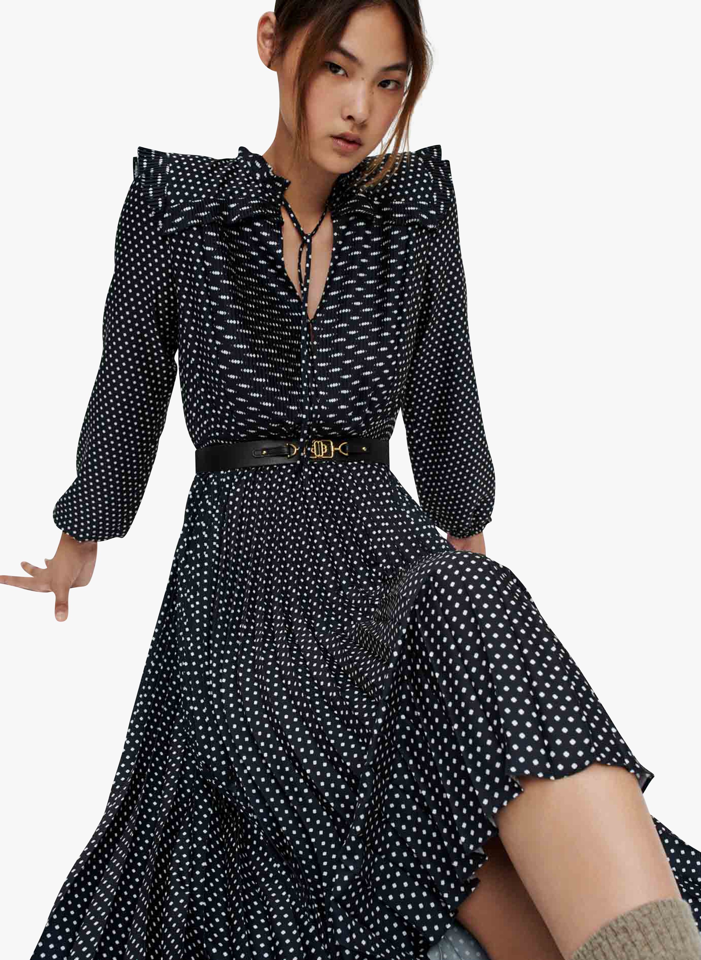 S, T1 noir Femme Vêtements Maje Femme Robes Maje Femme Robes mi-longues Maje Femme Robes mi-longues Maje Femme Robe mi-longue MAJE 36 
