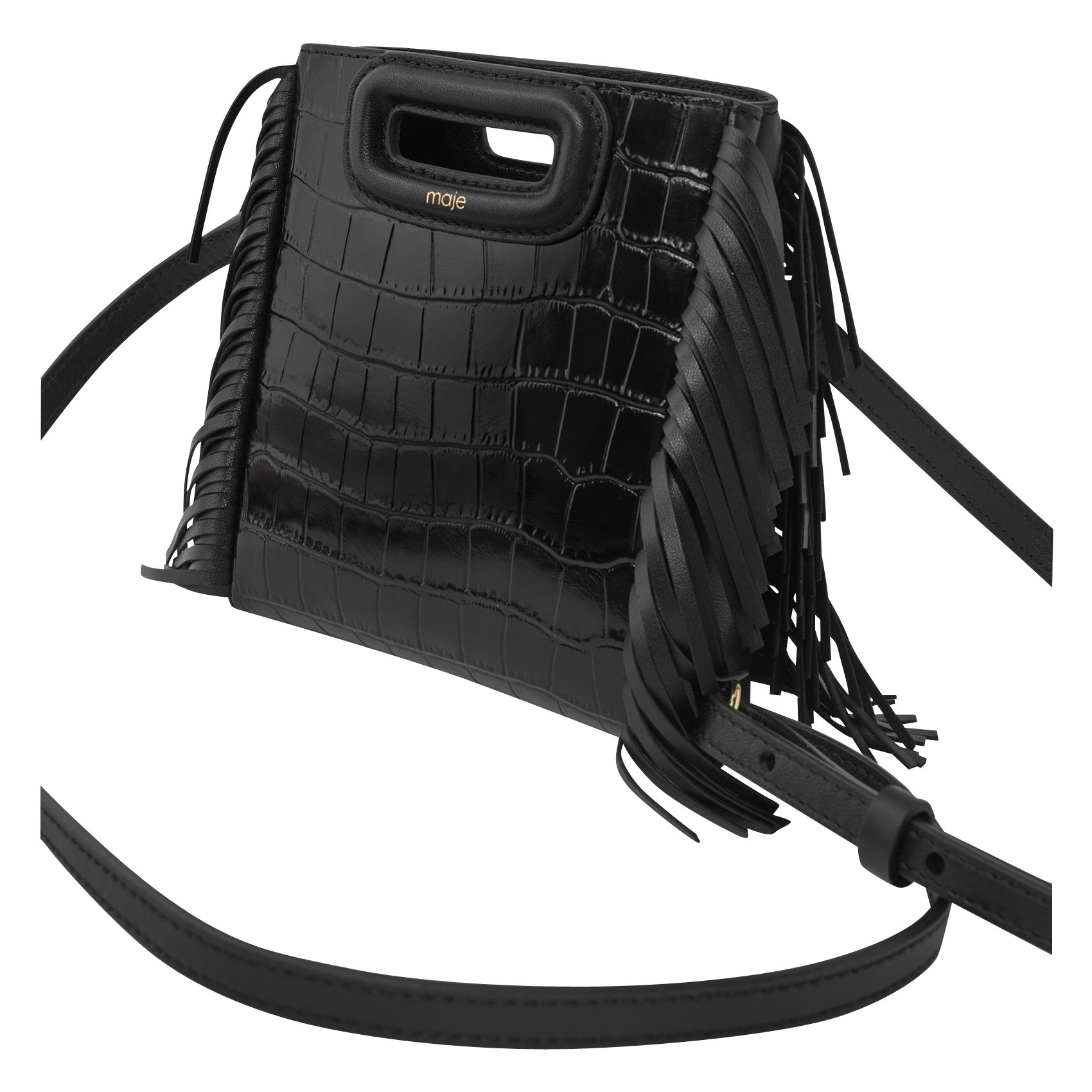 Sac M Mini En Cuir Croco Noir Maje - Femme | Place des Tendances
