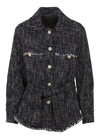 Surchemise Col Classique Façon Tweed Marine Maje - Femme | Place des Tendances surchemise femme maje