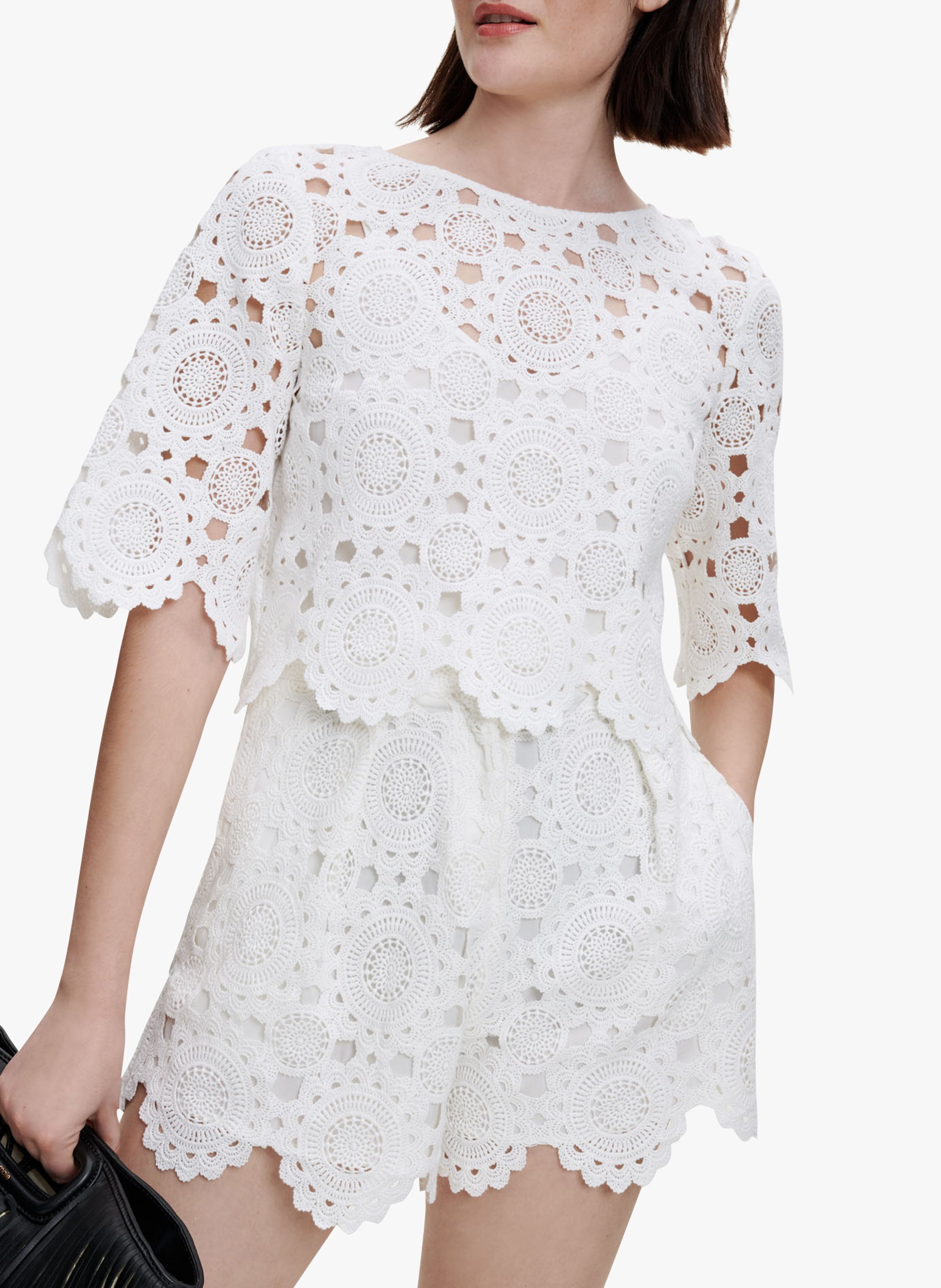 Top En Maille Dentelle Noire Maje - Taille S - Occasion Très Bon état