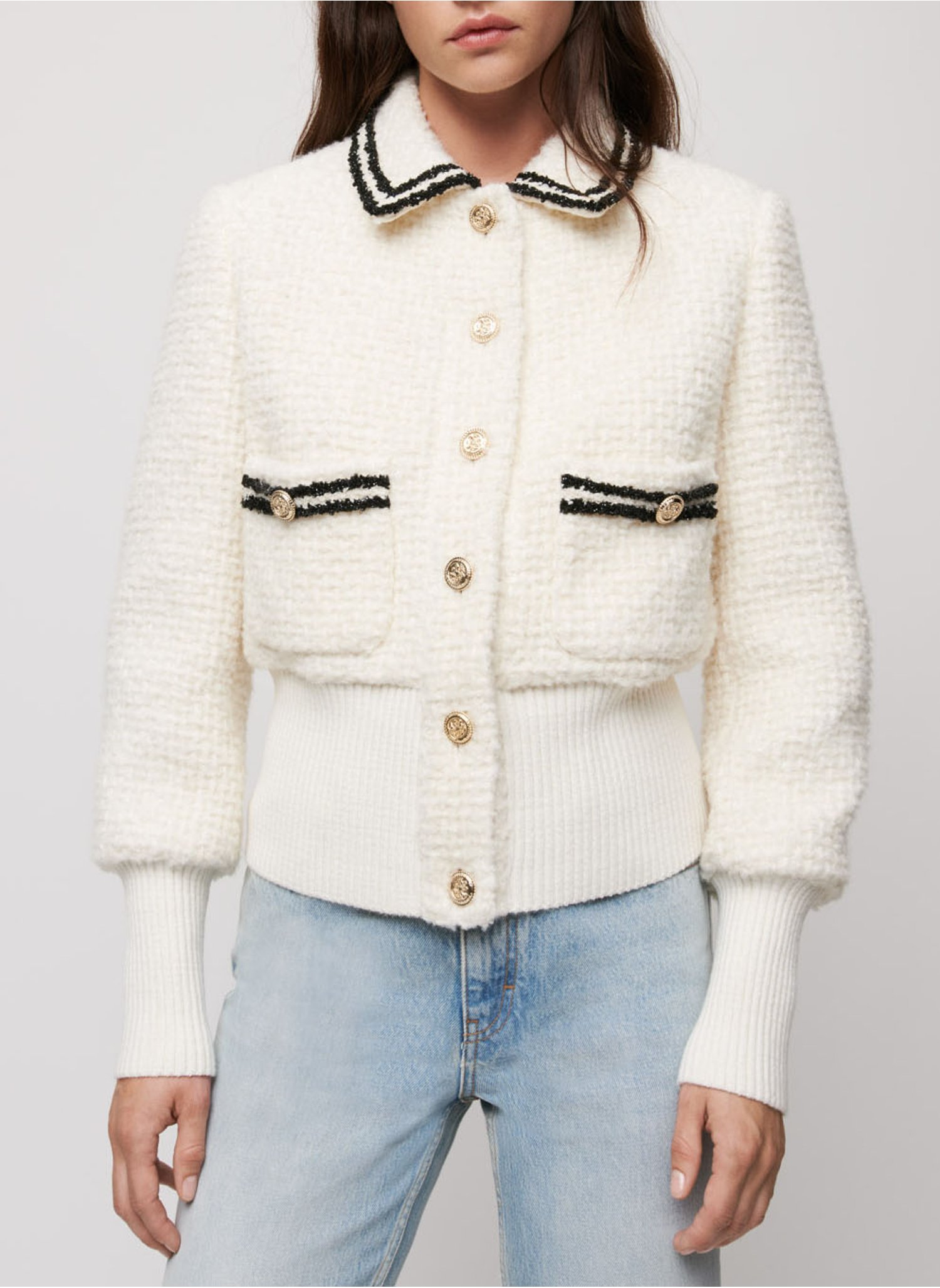 Veste col classique en laine mélangée | Beige by MAJE MAJE Veste col classique en laine mélangée | Beige