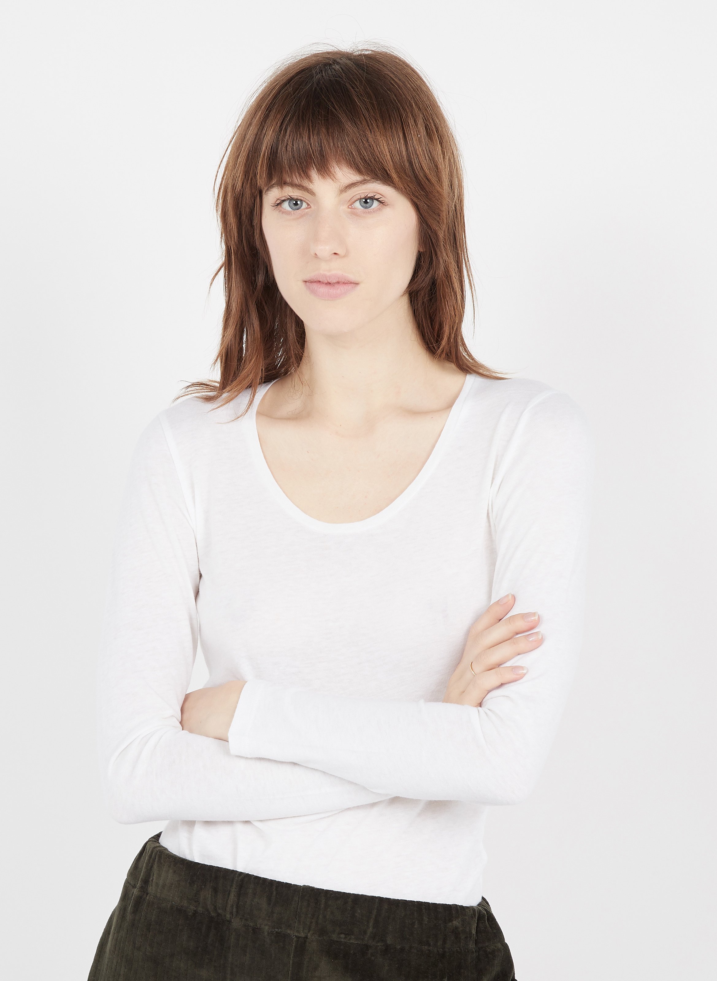 Tee shirt coton/ cachemire col rond
