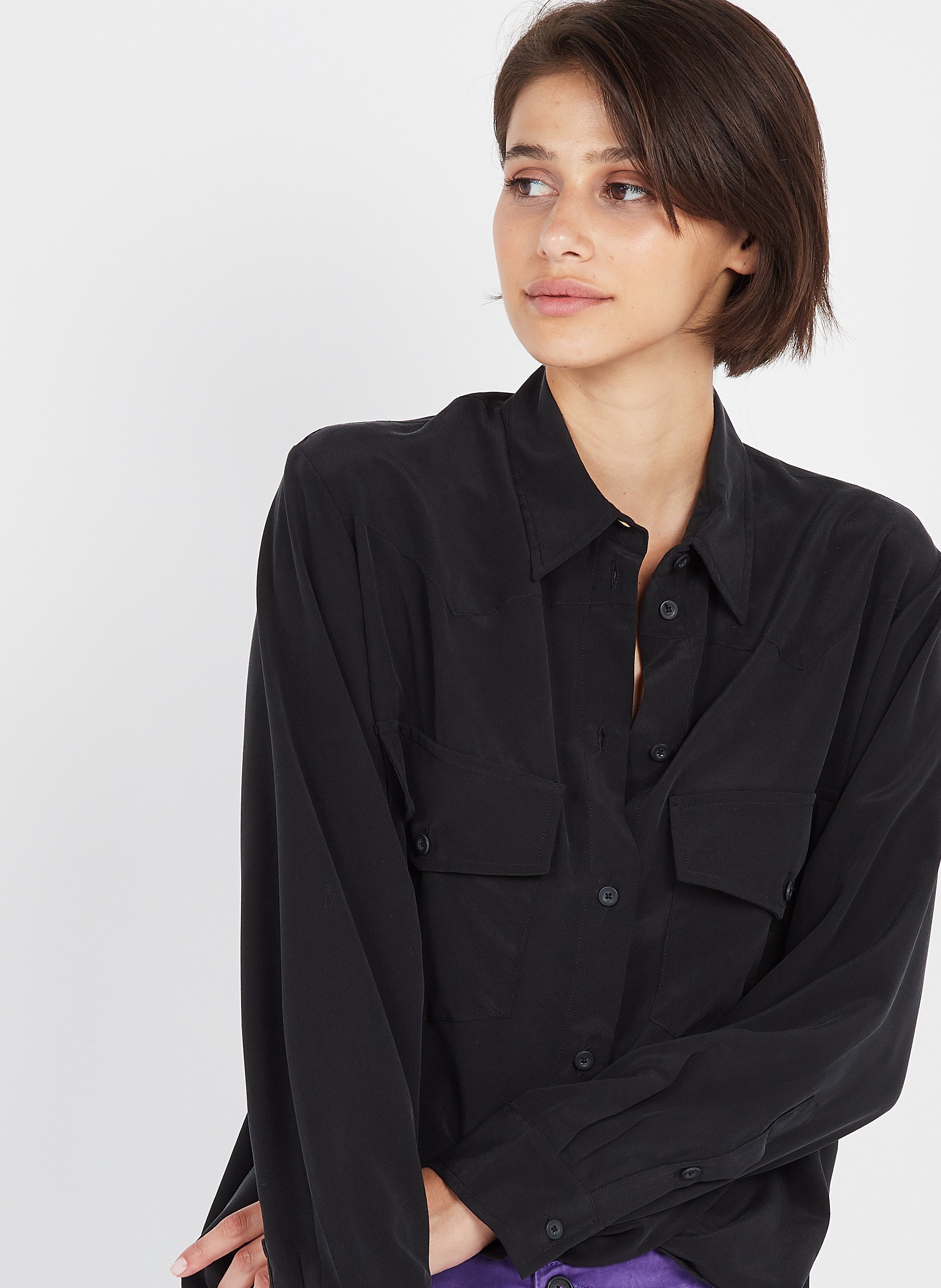 Chemise soie noire discount femme