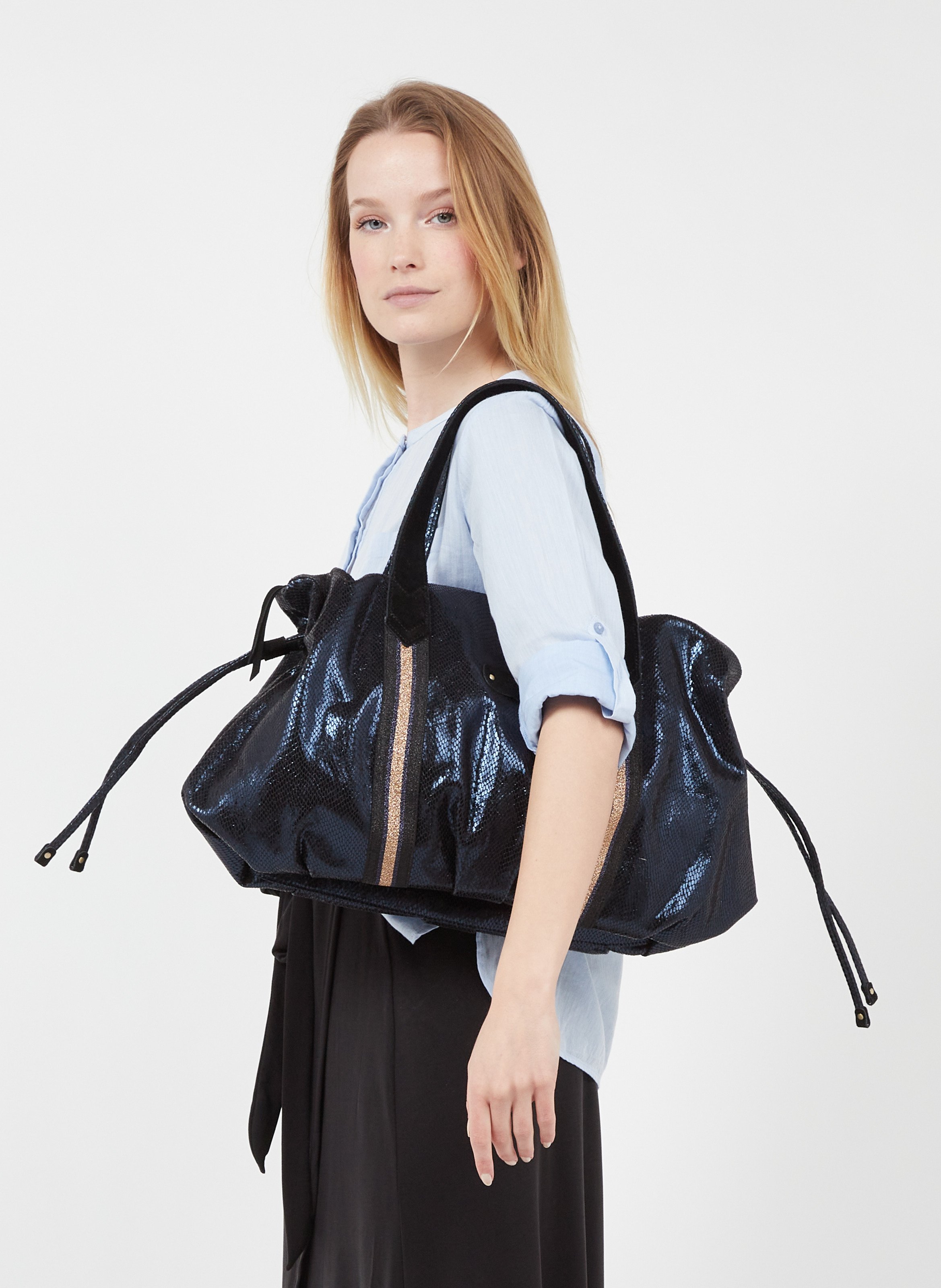 Cabas Métallisé Noir Mila Louise - Femme | Place des Tendances