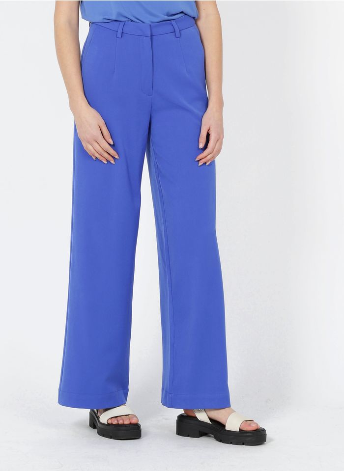 MINIMUM Pantalon large taille haute | Bleu