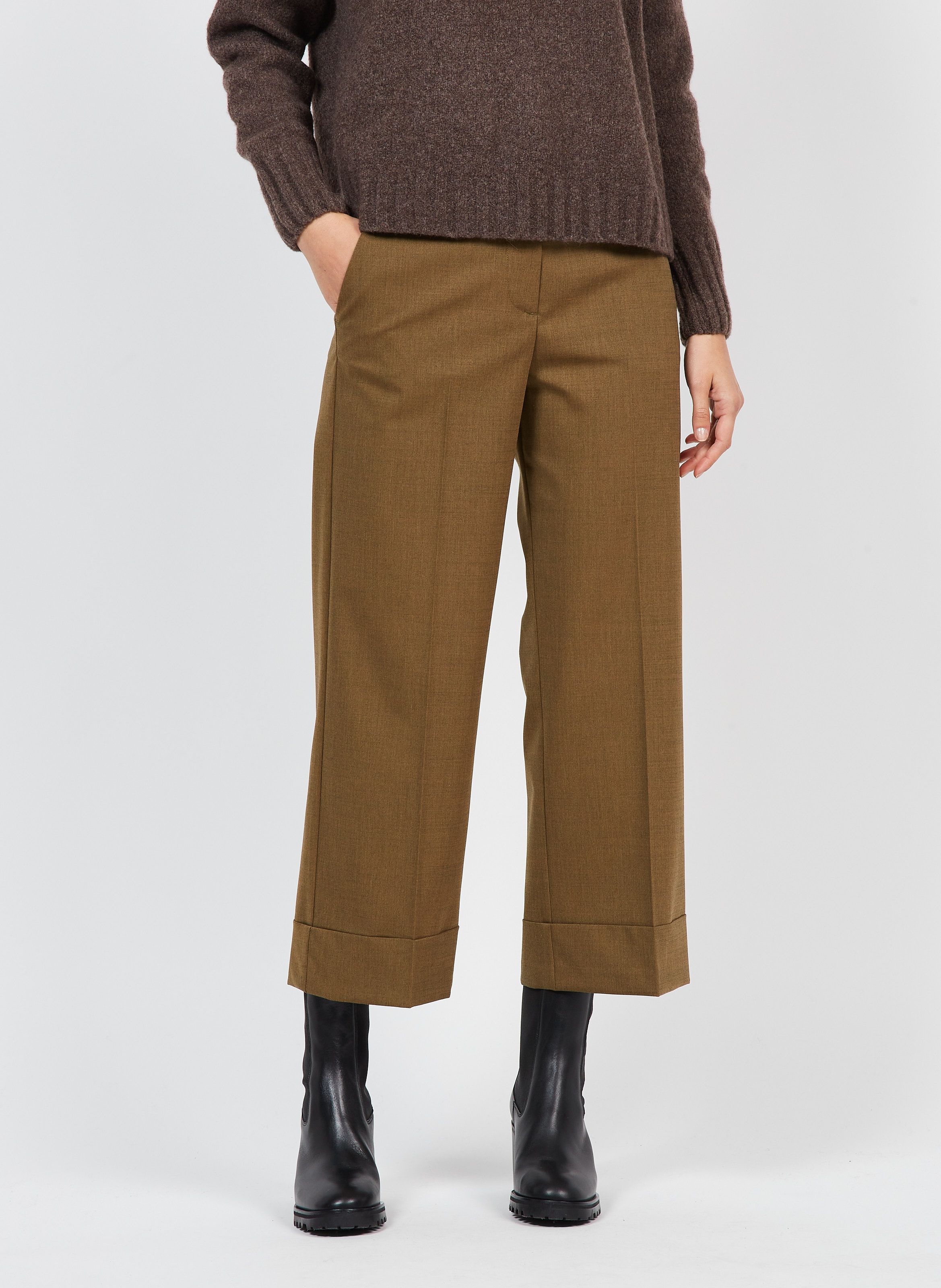 Mode Pantalons Pantalons en laine Momoni Pantalon en laine brun motif \u00e0 carreaux style d\u00e9contract\u00e9 