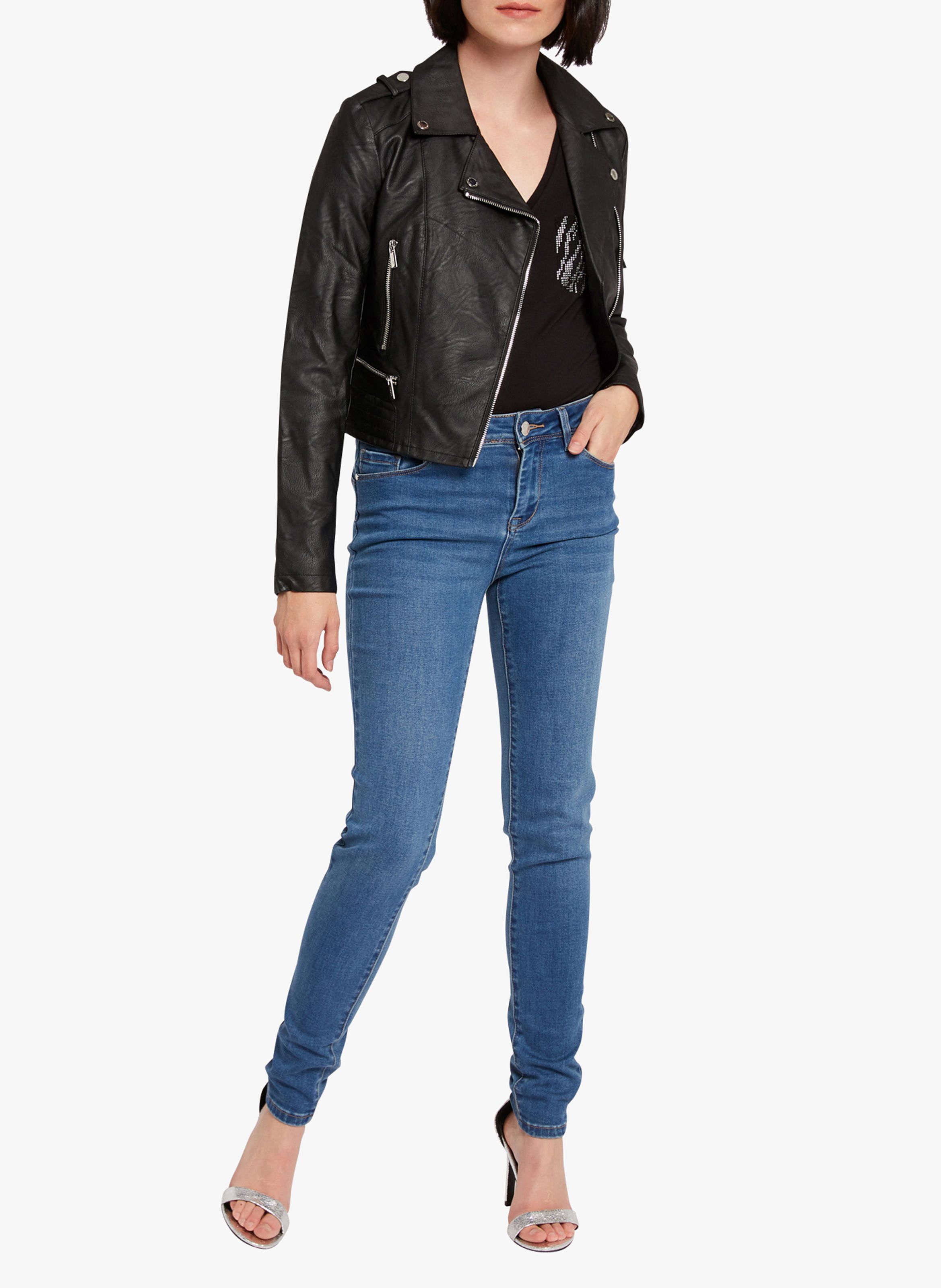 Blouson Court En Cuir Synth tique Noir Morgan Femme Place des