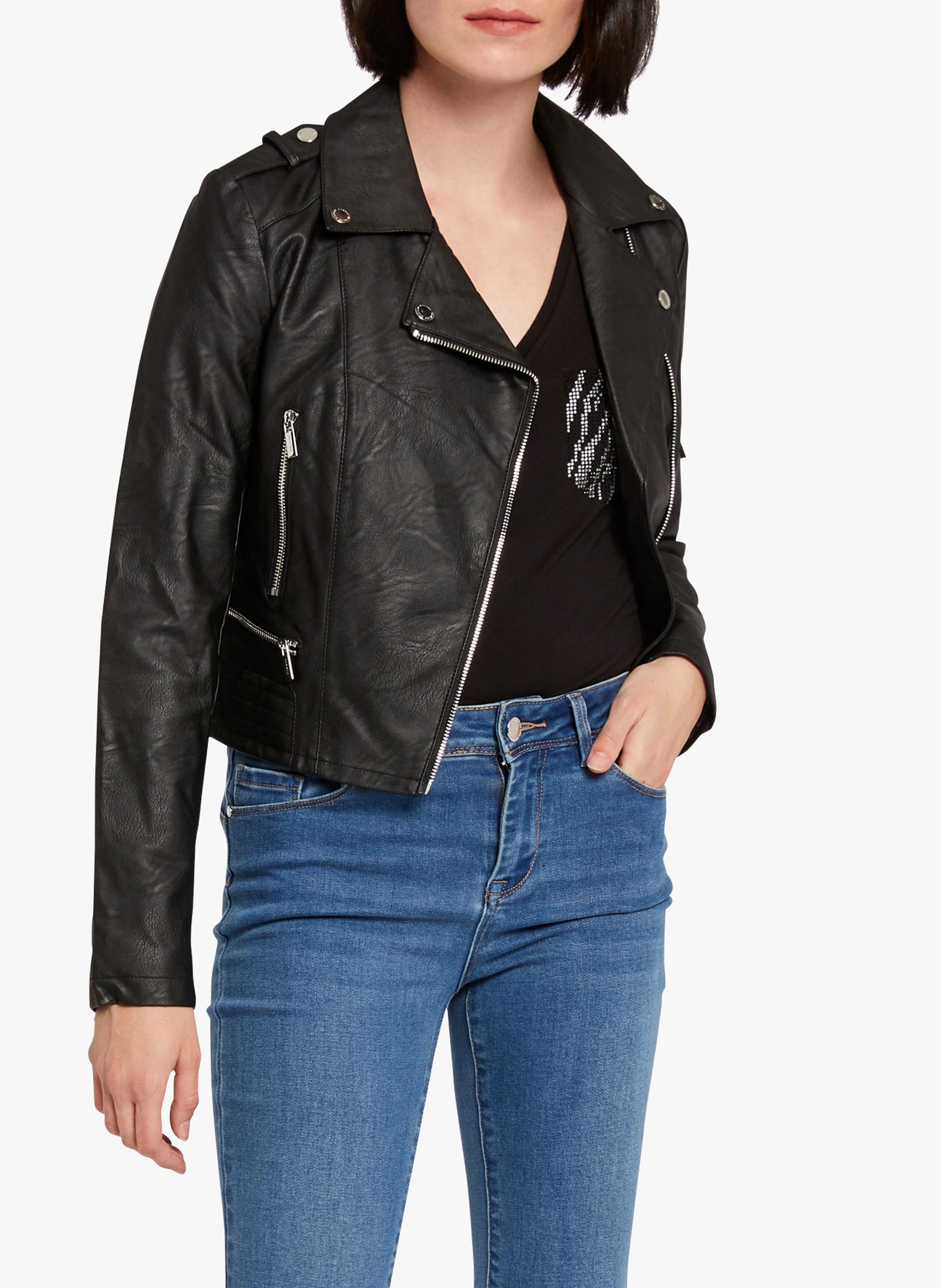 Blouson Court En Cuir Synth tique Noir Morgan Femme Place des