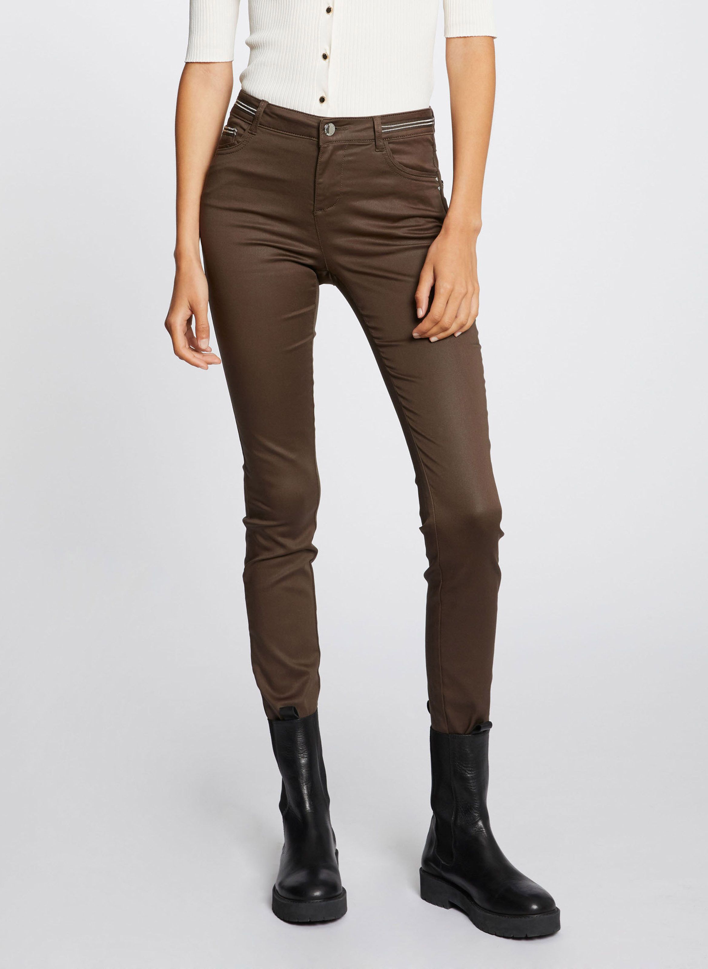 Pantalon skinny enduit clearance femme