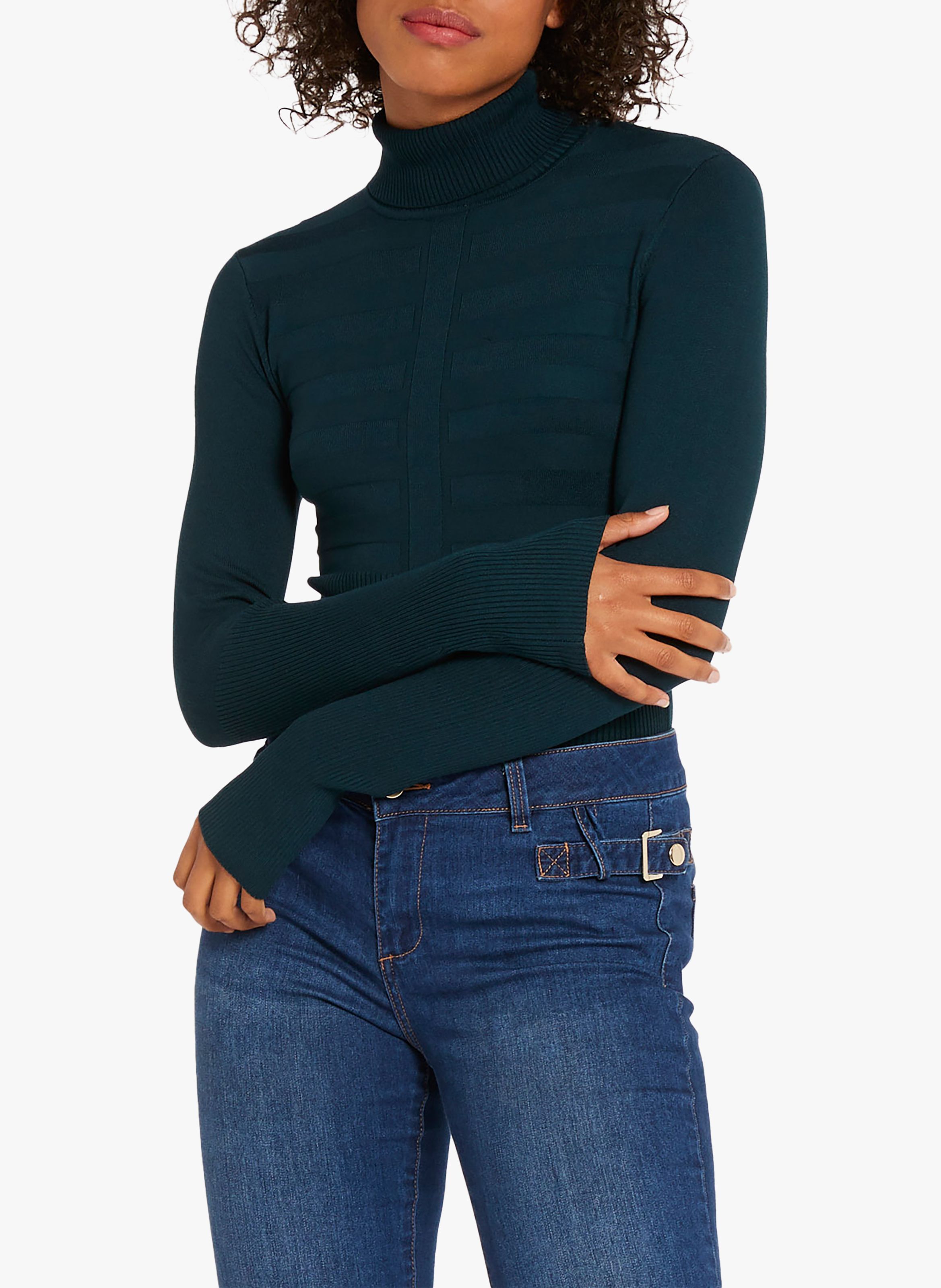 Pull Col Roul Vert Bouteille Morgan Femme Place des Tendances