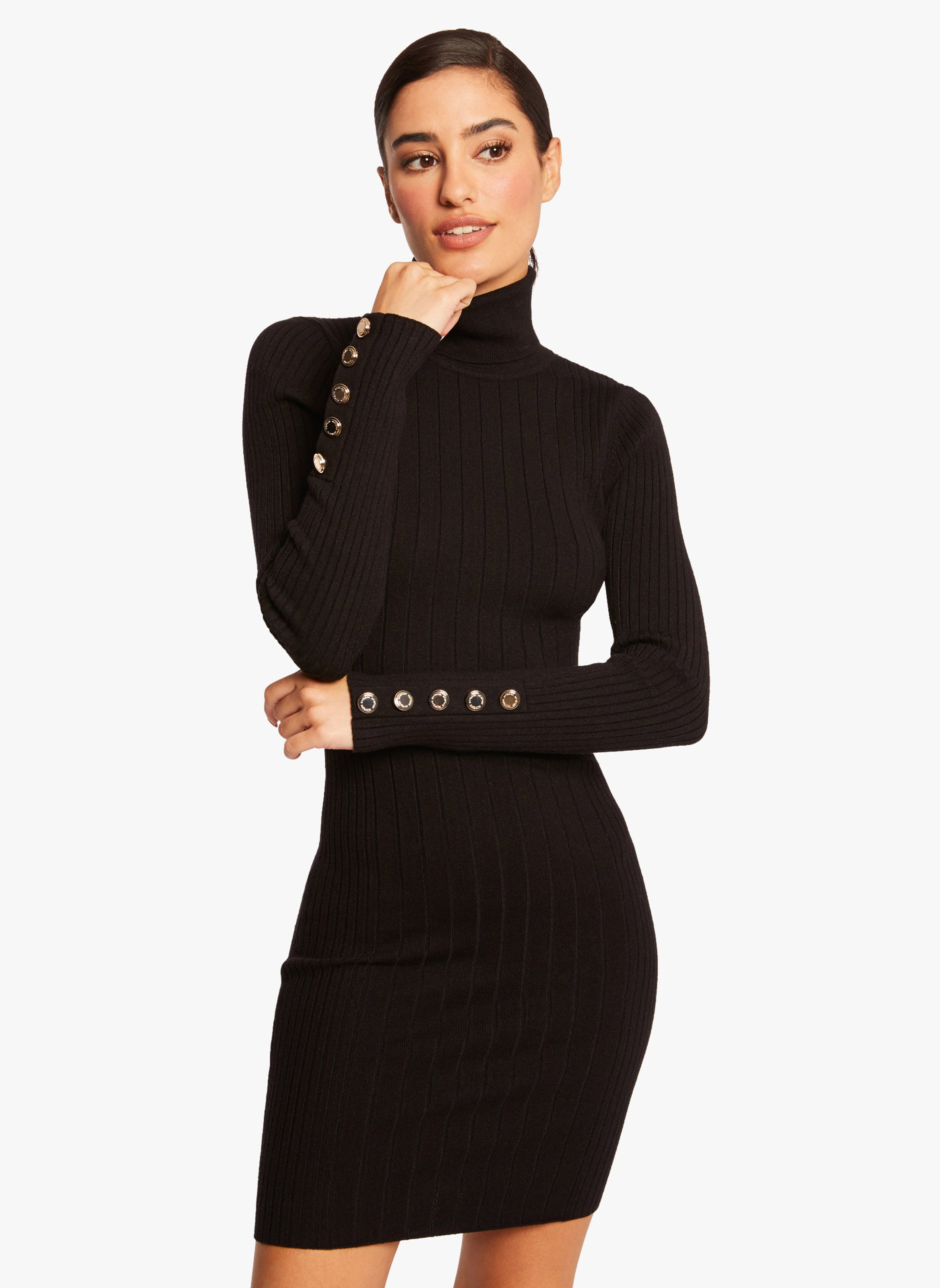 Pull col discount roulé noire femme