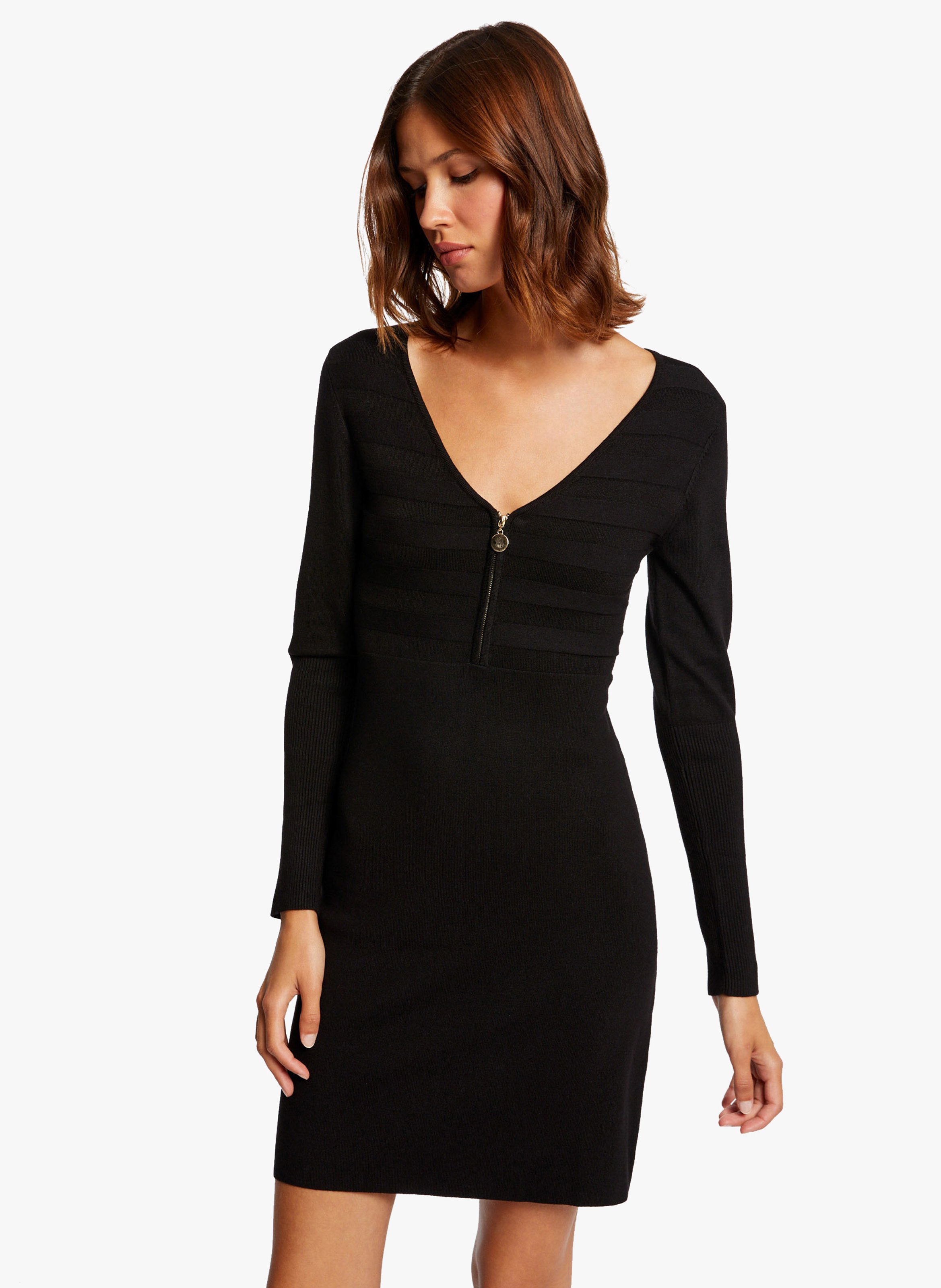 Robe Pull Col V Noir Morgan - Femme | Place des Tendances