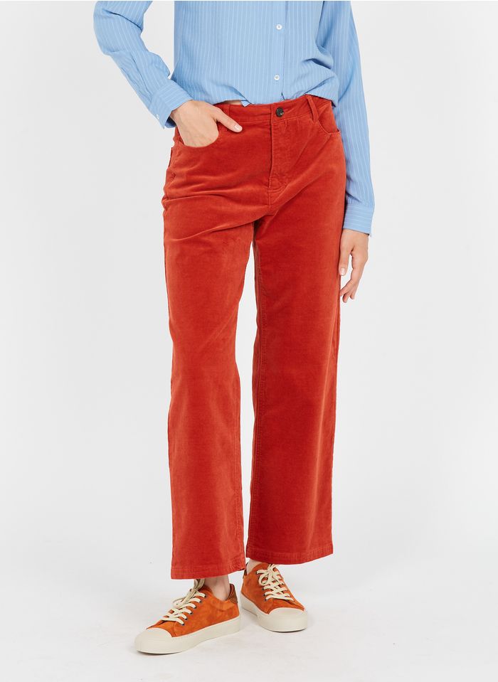NICE THINGS Pantalon droit en velours et coton mélangé  | Rouge