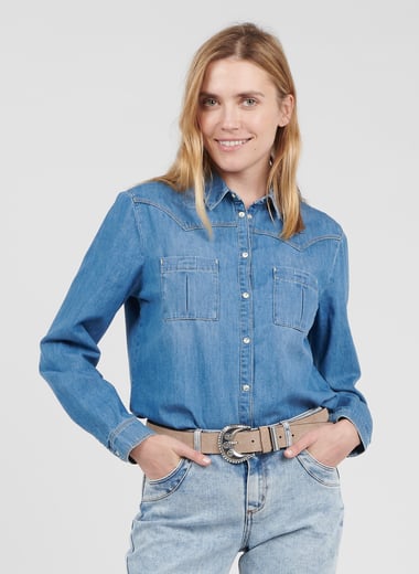 Chemise col classique en jean ONE STEP Chemise col classique en jean ONE STEP