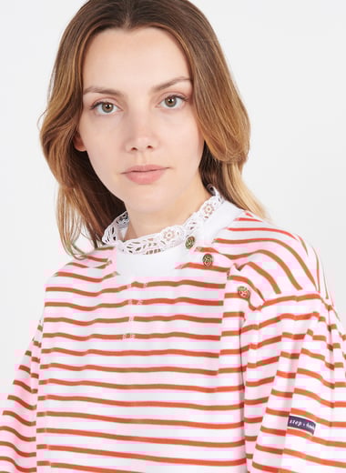 Pull col rond ray� en coton  ONE STEP Pull col rond ray� en coton  ONE STEP