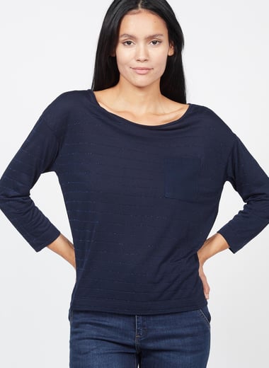 Tee-shirt col bateau � rayures m�tallis�es  ONE STEP Tee-shirt col bateau � rayures m�tallis�es  ONE STEP