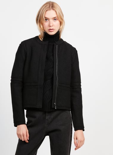 Veste col rond en laine m�lang�e ONE STEP Veste col rond en laine m�lang�e ONE STEP