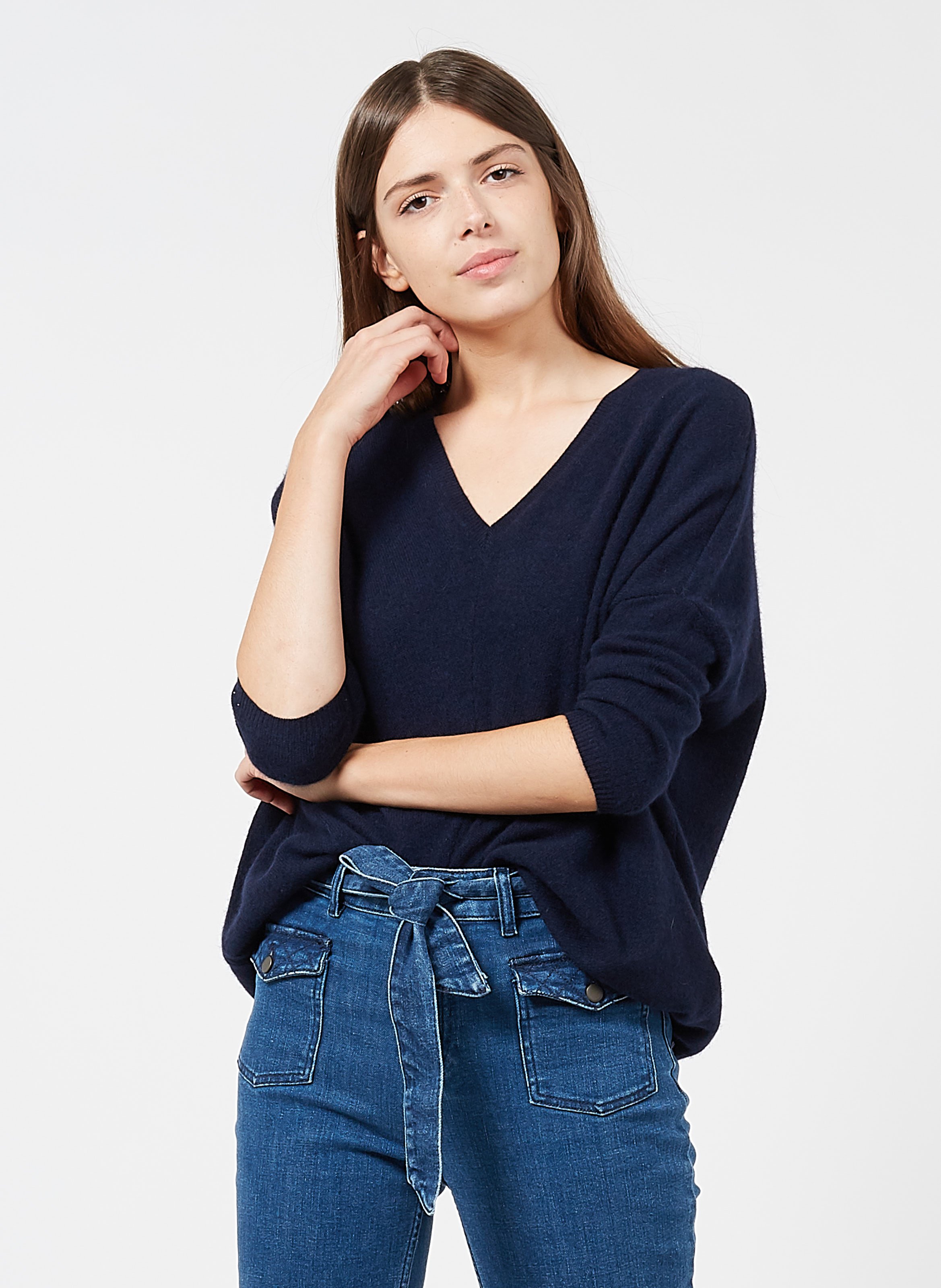 pull cachemire bleu marine