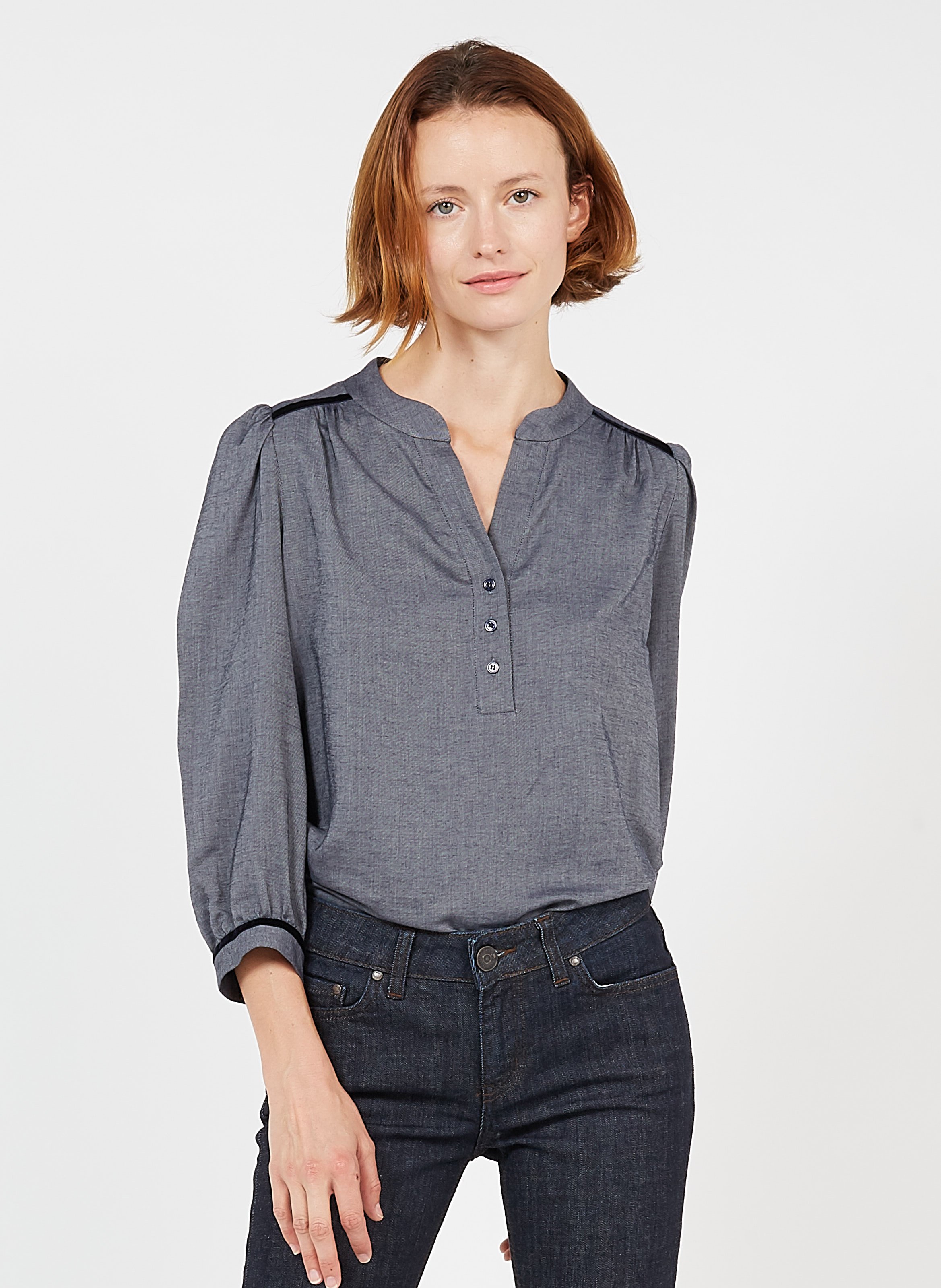 Bonito - Top Col Mao Brodé En Coton Blanc | Top Claudie Pierlot Femme ⋆  Maat Ingenierie