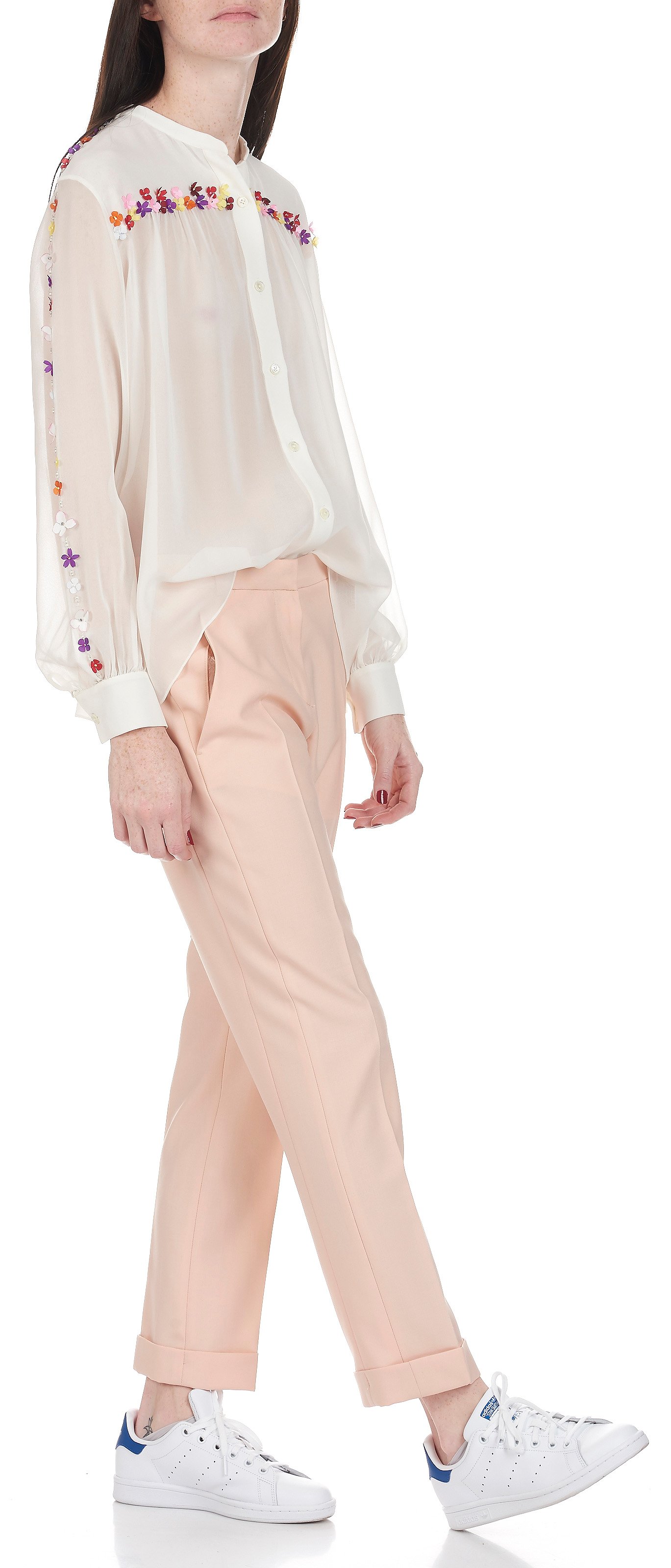 chemise brodée fleurs