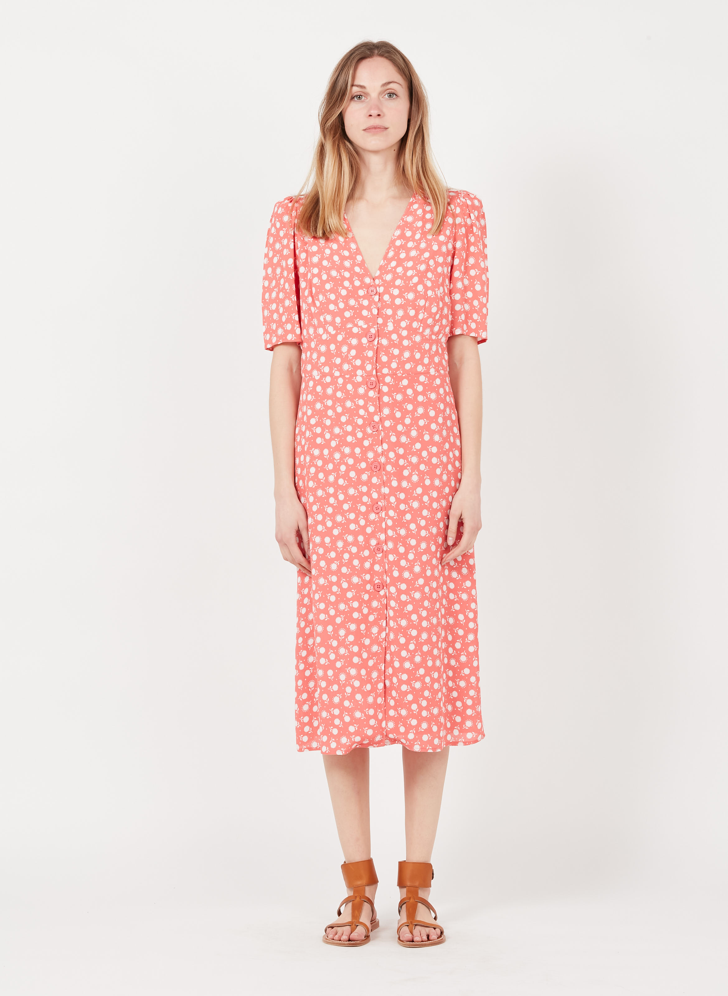 Robe Midi Col V Imprimée Pomelo Petite Mendigote Femme Place des