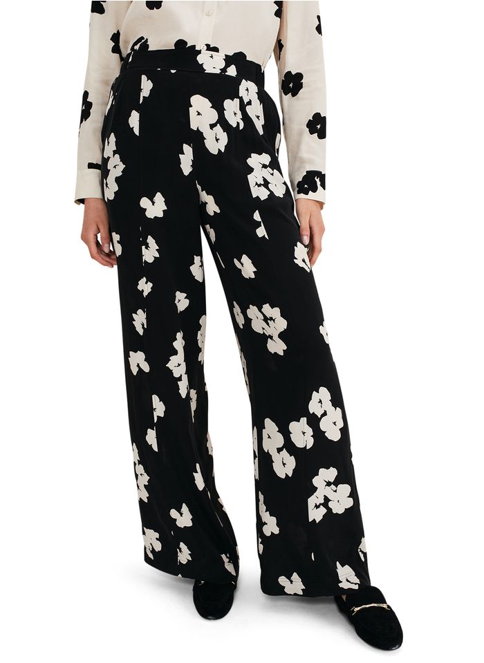 PHASE EIGHT Pantalon large à motif floral  | Noir