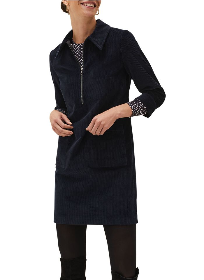 PHASE EIGHT Robe courte col classique en velours - HORS LIGNE DEMANDE MARQUE | Bleu