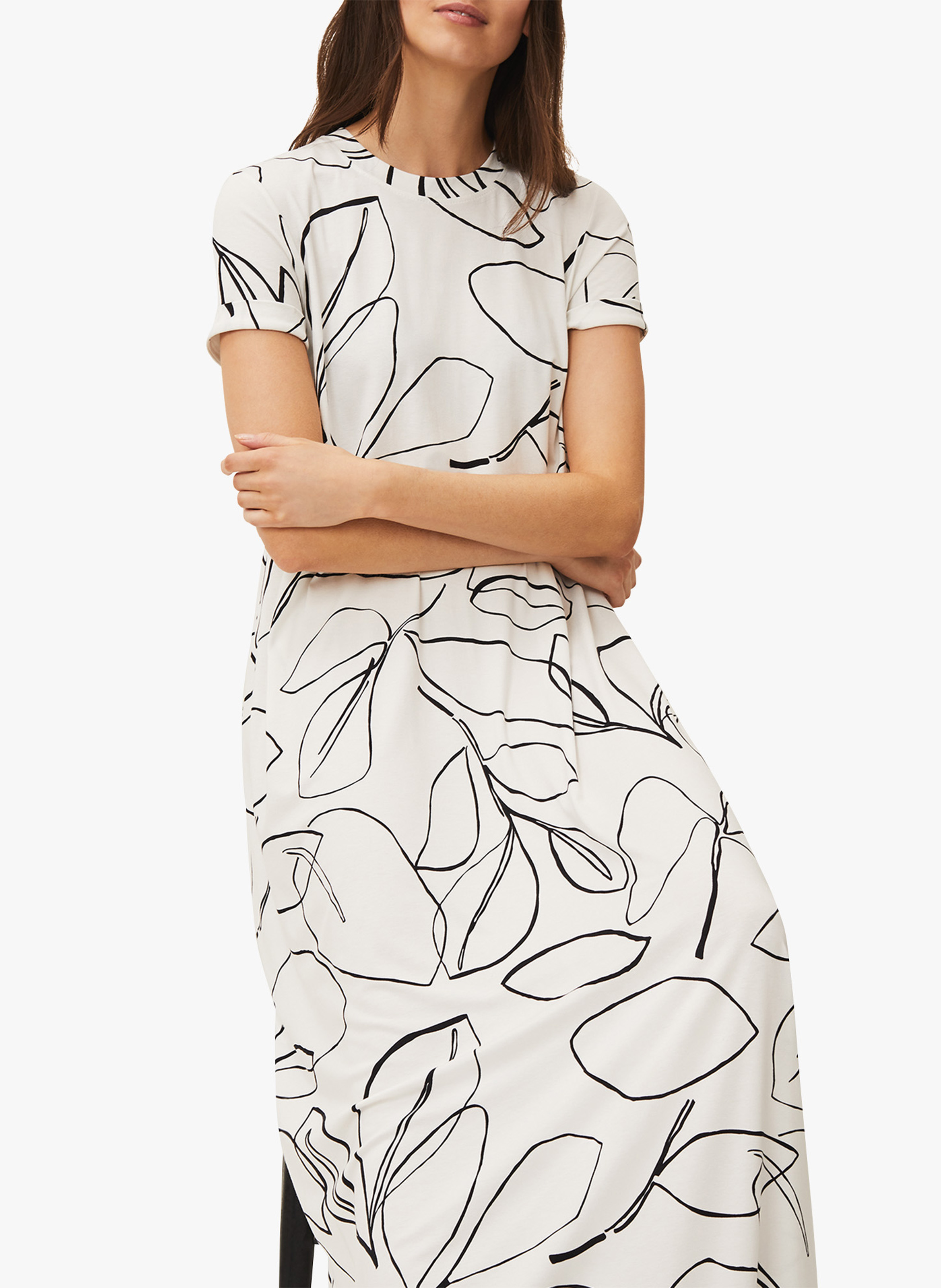 Robe Longue Col Rond Imprimé Feuilles Cream Phase Eight - Femme | Place ...