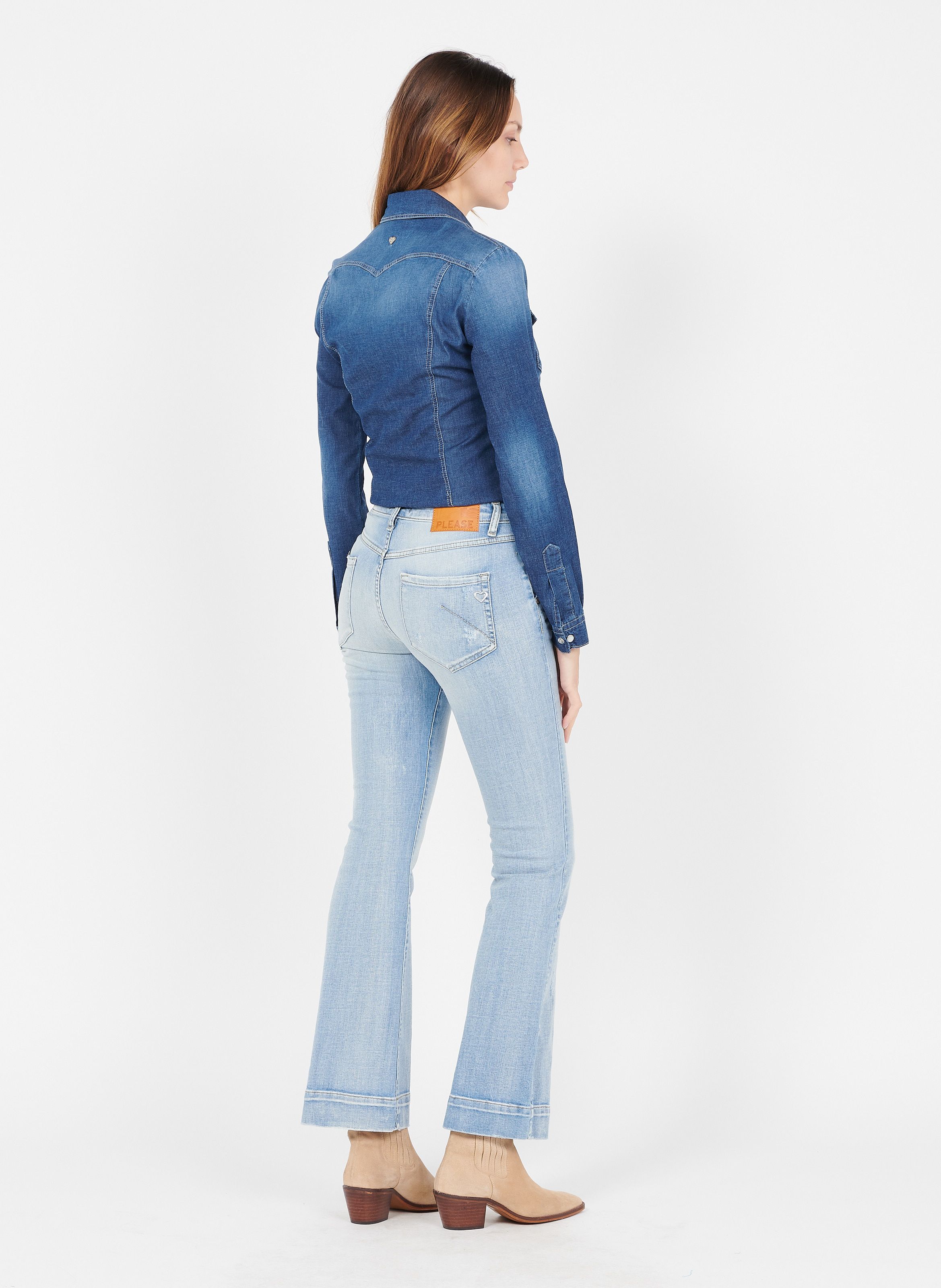 Taille L Place des Tendances Femme Vêtements Chemises En jean Chemise col classique boutonnée en jean 